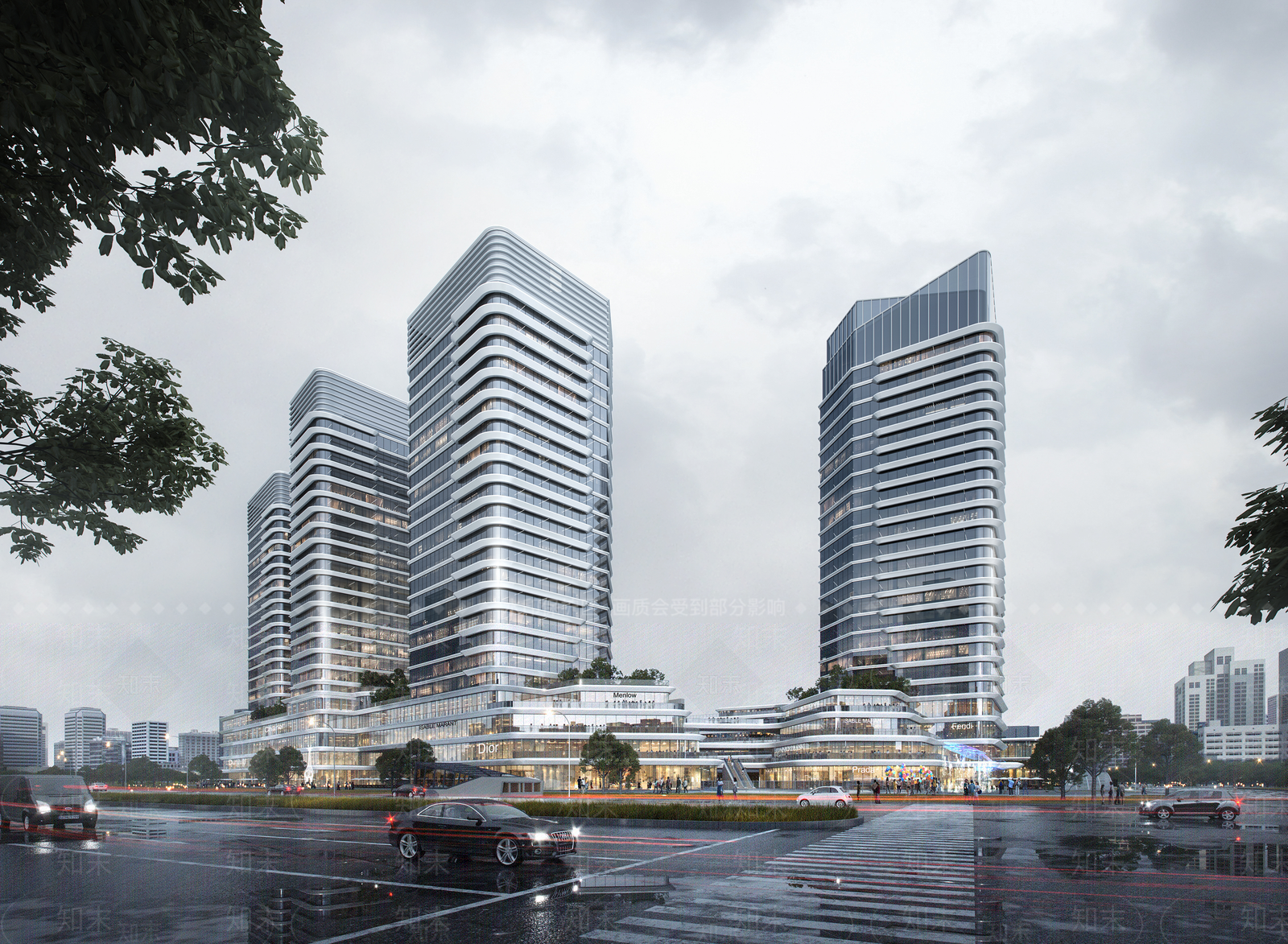 现代风格高层办公楼SU模型下载【ID:1155184244】