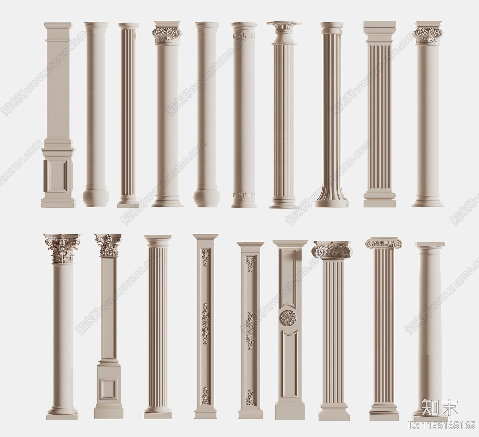 欧式古典罗马柱3D模型下载【ID:1155185165】