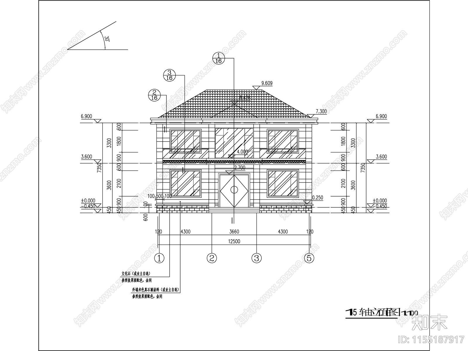新中式两层独栋别墅建cad施工图下载【ID:1155187917】
