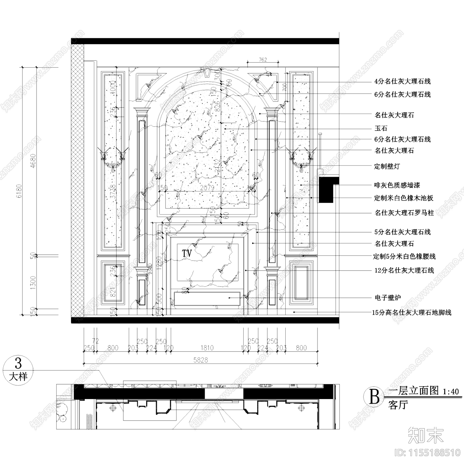 法式欧式佛山金地天玺二层别墅挑空室内家装cad施工图下载【ID:1155188510】