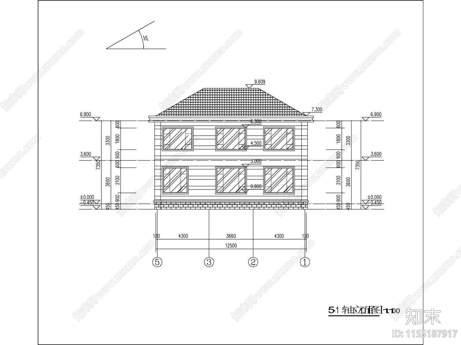 新中式两层独栋别墅建cad施工图下载【ID:1155187917】