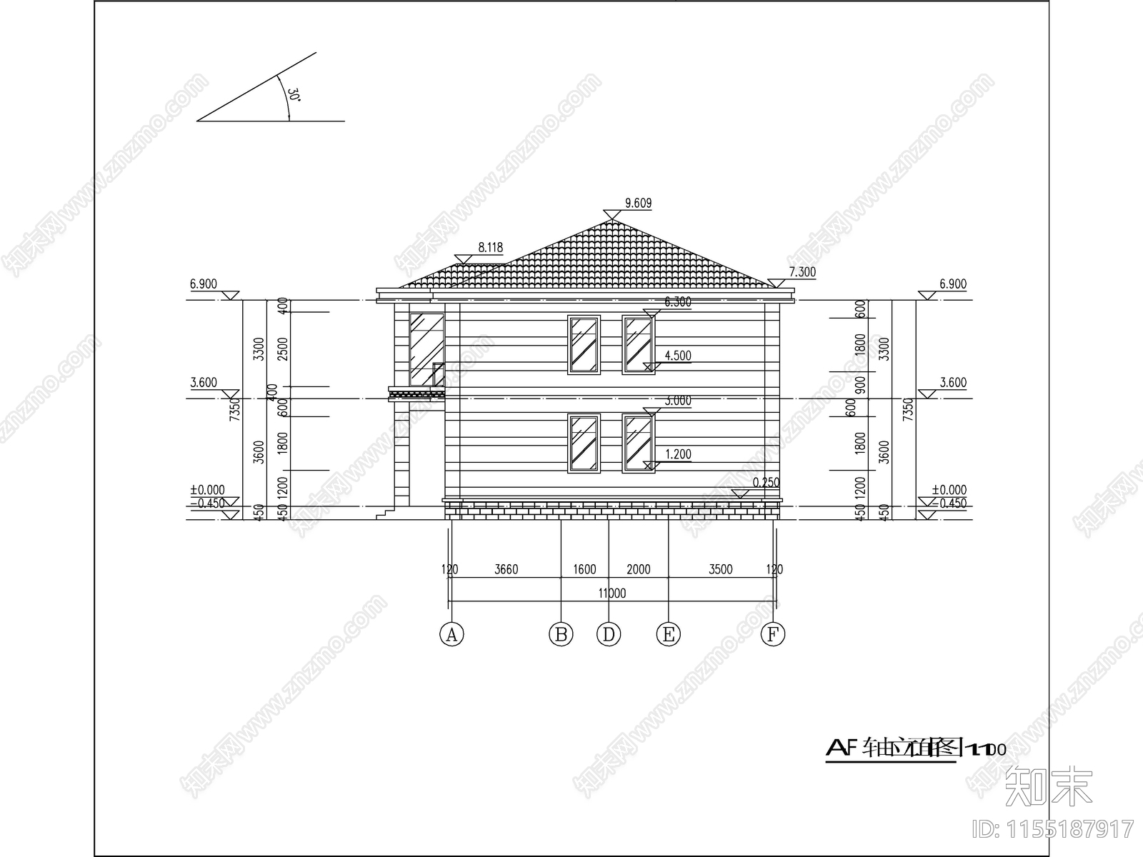 新中式两层独栋别墅建cad施工图下载【ID:1155187917】