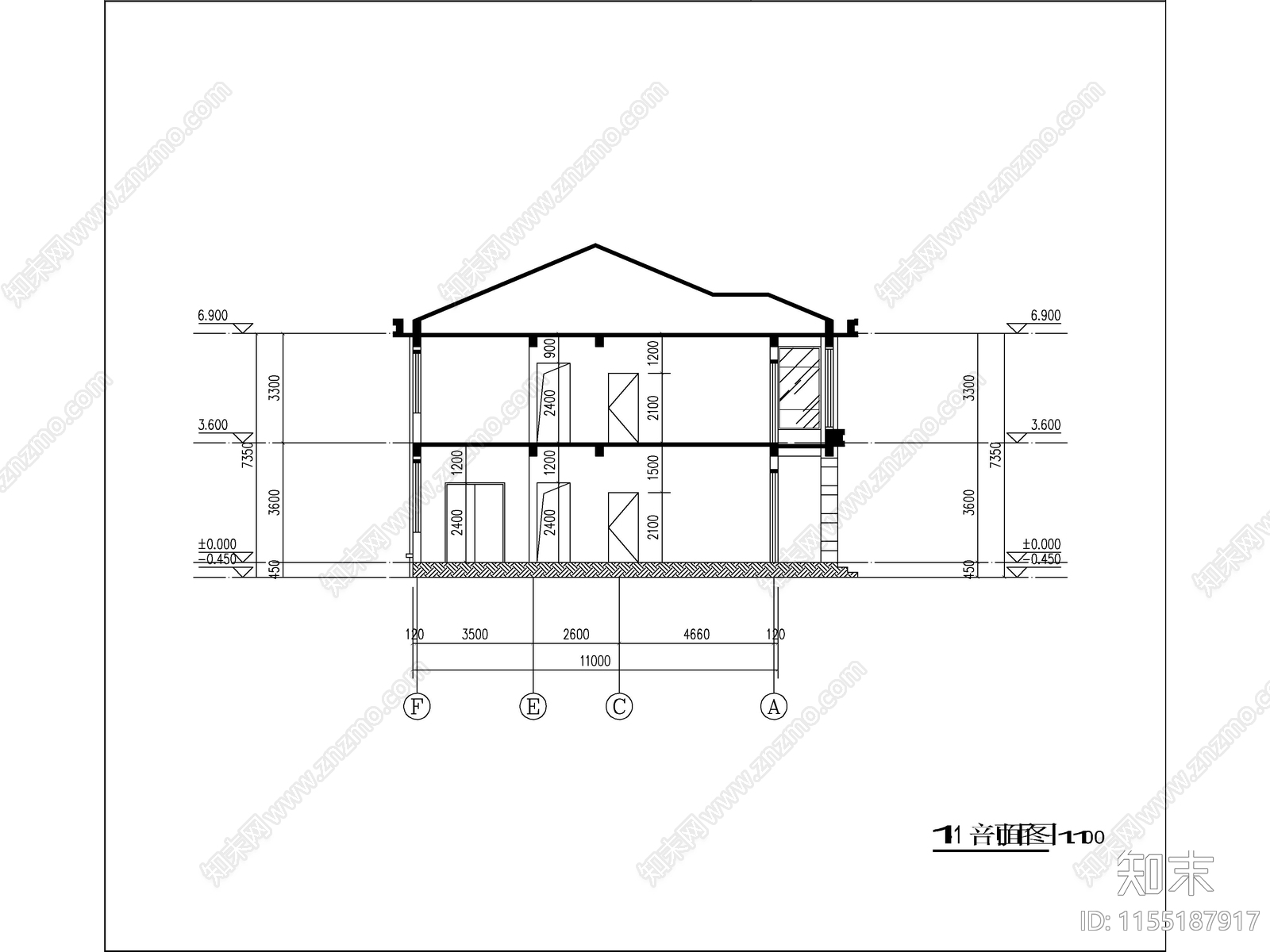 新中式两层独栋别墅建cad施工图下载【ID:1155187917】