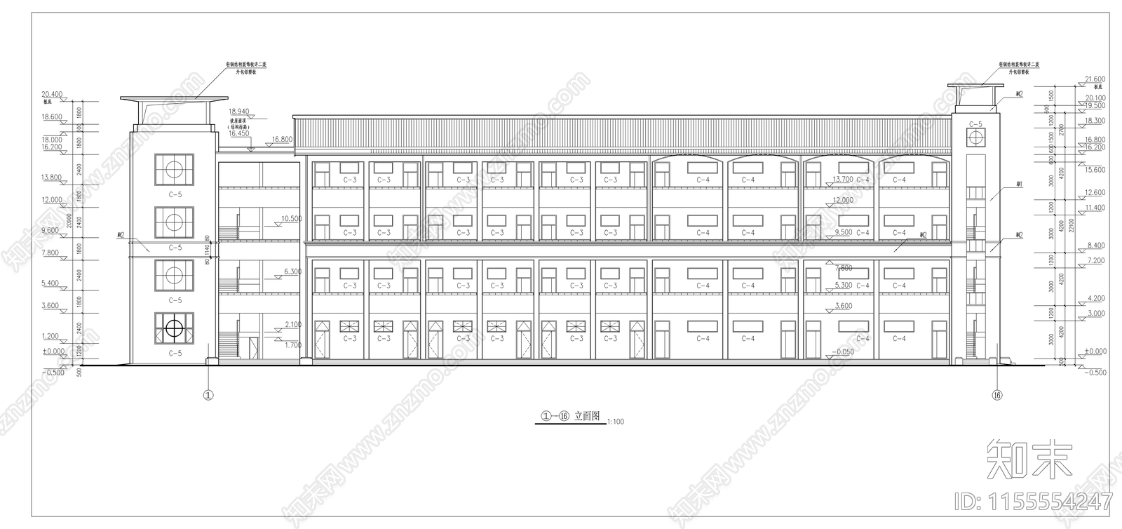 教学楼建筑cad施工图下载【ID:1155554247】