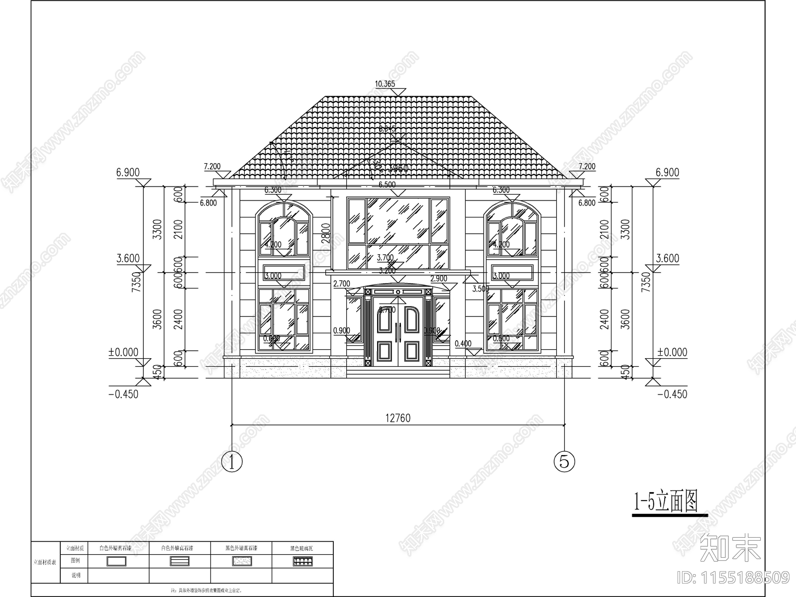 简欧两层独栋别墅建cad施工图下载【ID:1155188509】