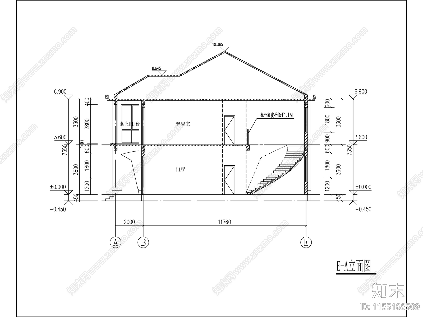 简欧两层独栋别墅建cad施工图下载【ID:1155188509】