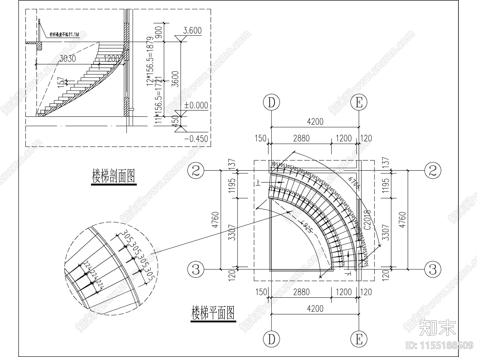 简欧两层独栋别墅建cad施工图下载【ID:1155188509】