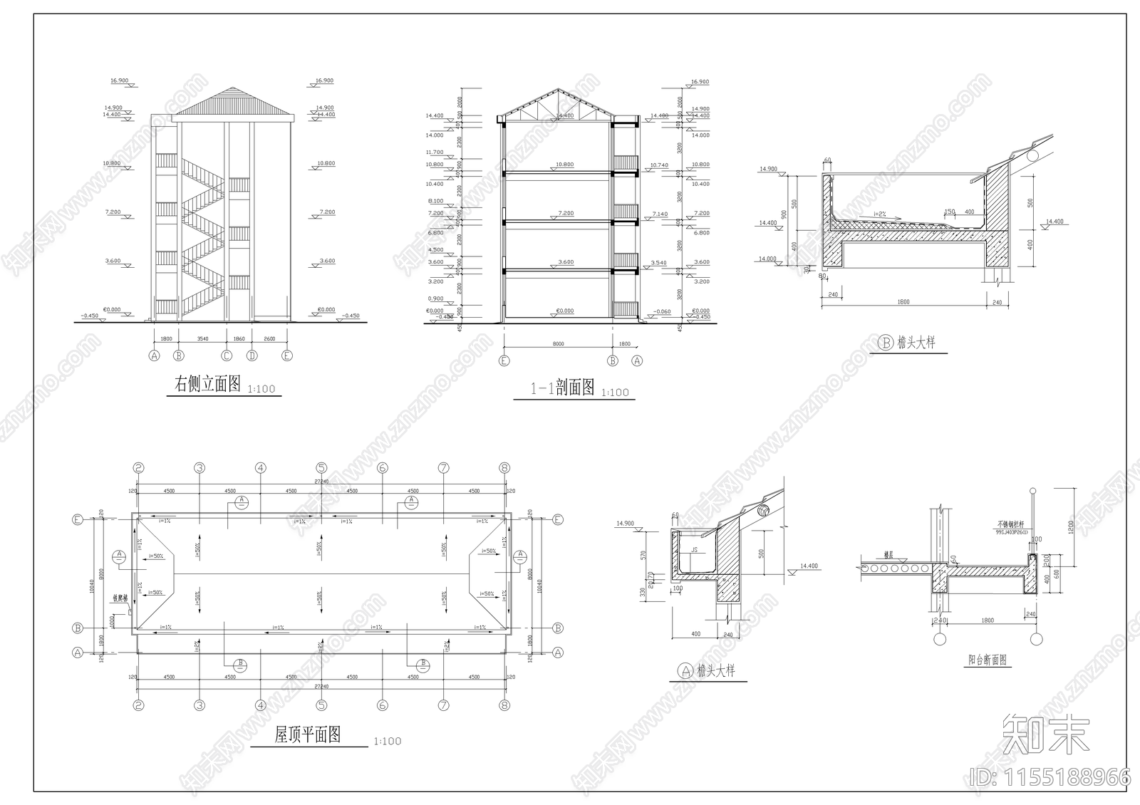 教学楼建cad施工图下载【ID:1155188966】