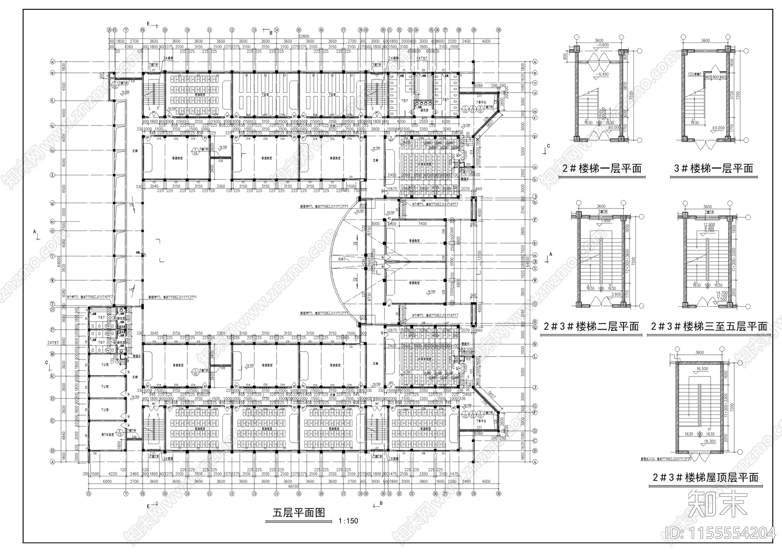 教学楼全套建筑cad施工图下载【ID:1155554204】