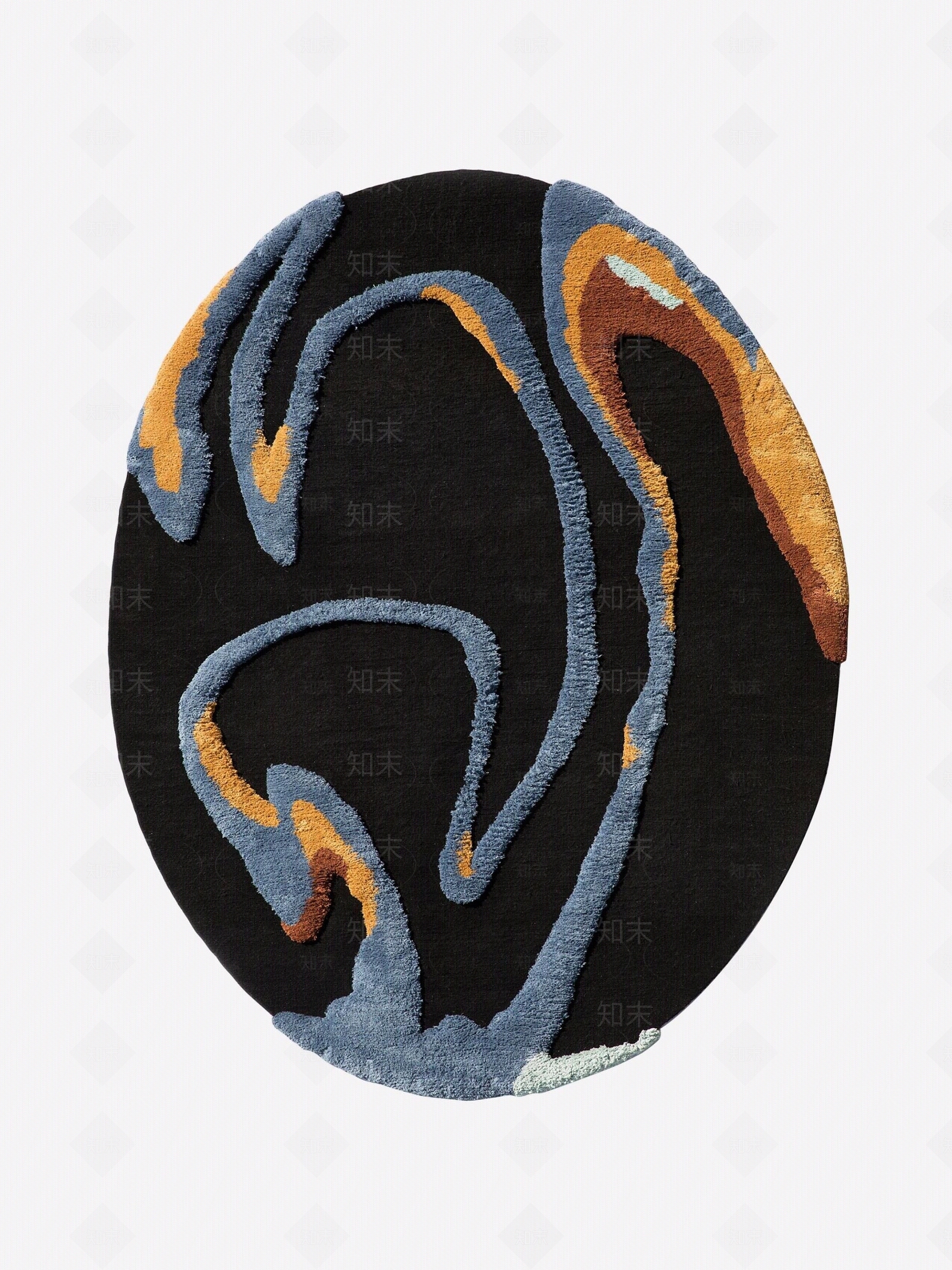 现代轻奢风格椭圆形状地毯贴图下载【ID:1155189225】