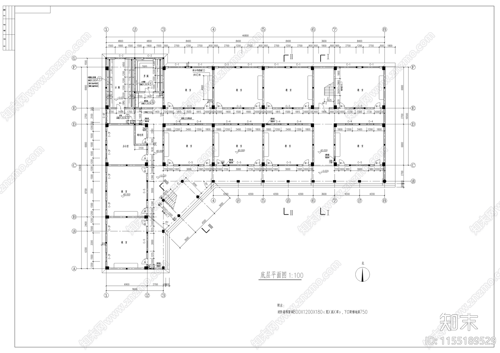 教学楼全套设计图cad施工图下载【ID:1155189529】