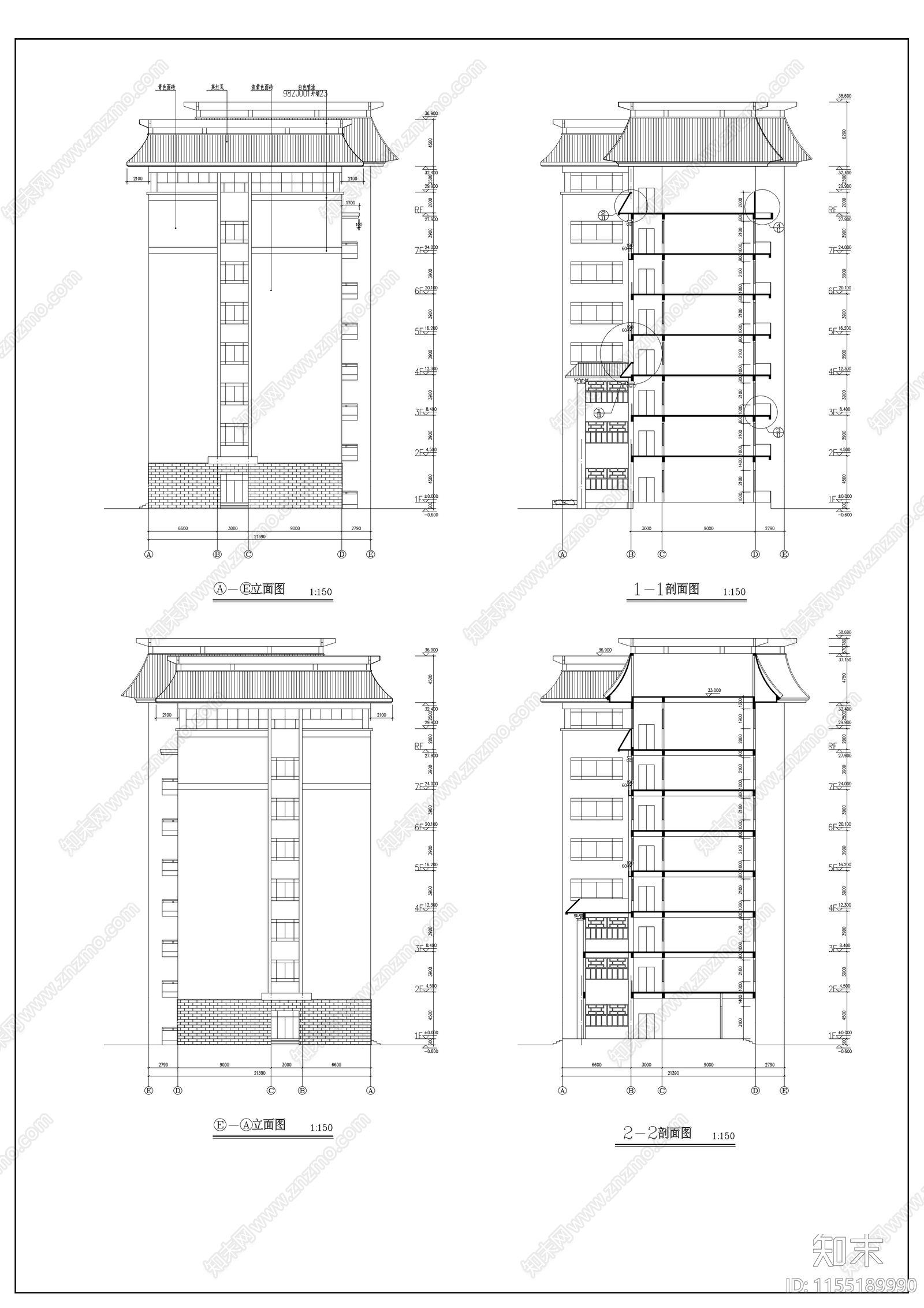 教学楼设计cad施工图下载【ID:1155189990】