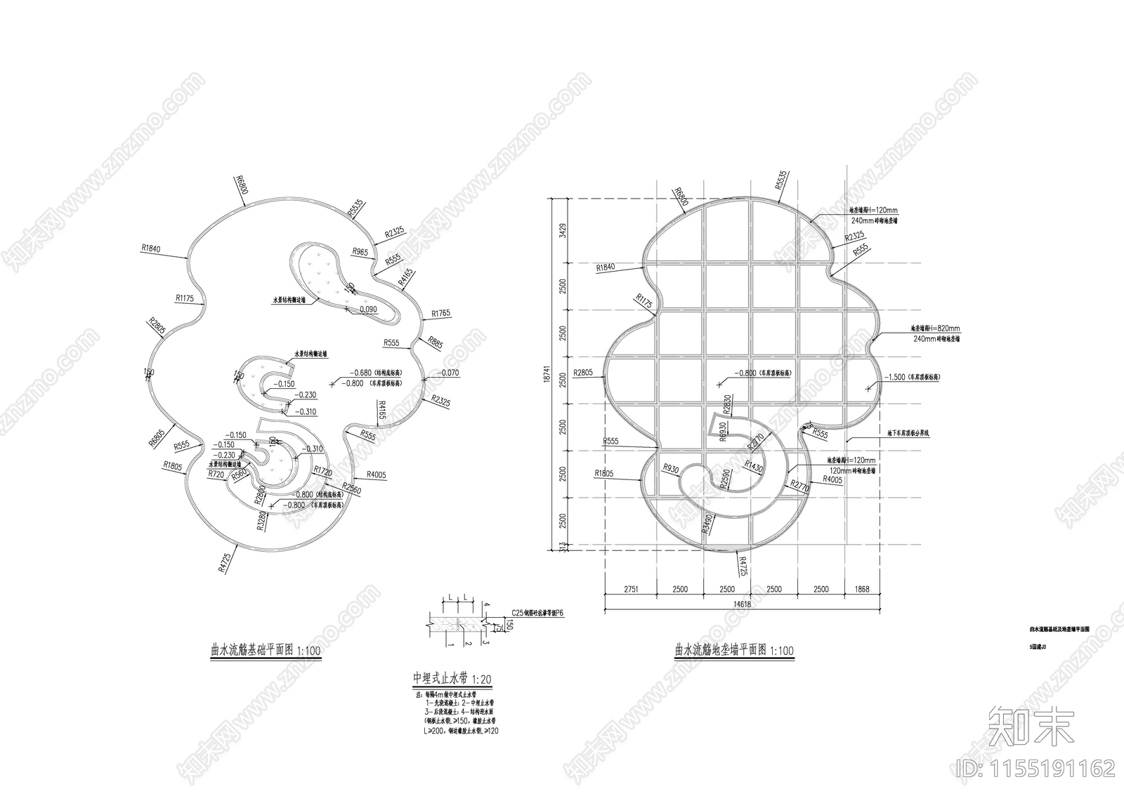曲水流觞水景详图cad施工图下载【ID:1155191162】