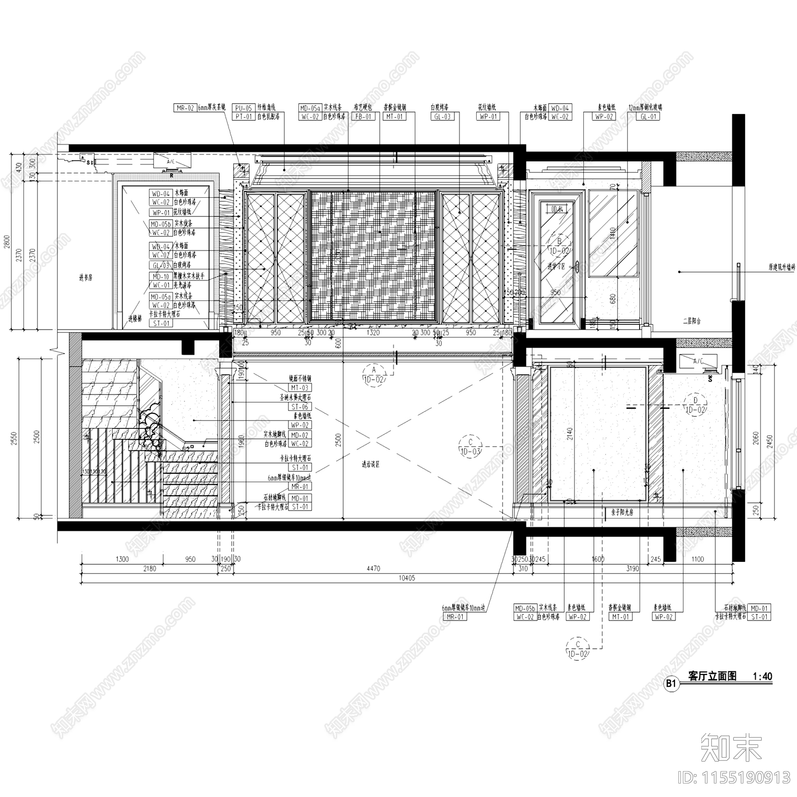 典雅新古典常州星河国际复式挑空室内家装cad施工图下载【ID:1155190913】