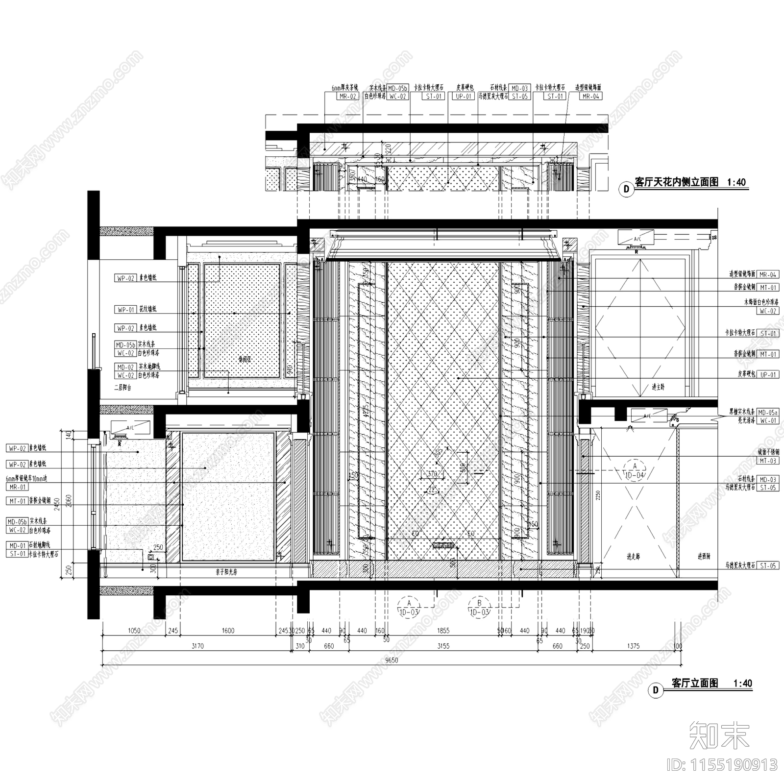 典雅新古典常州星河国际复式挑空室内家装cad施工图下载【ID:1155190913】