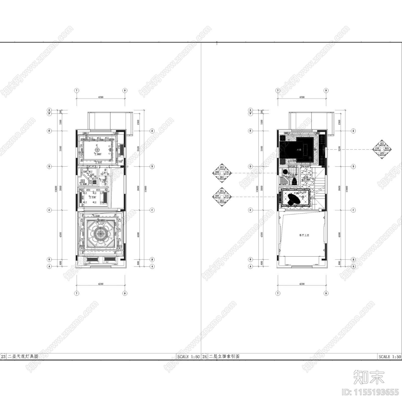 美式西美金山湖小镇乡村风三层联排别墅室内家装cad施工图下载【ID:1155193655】