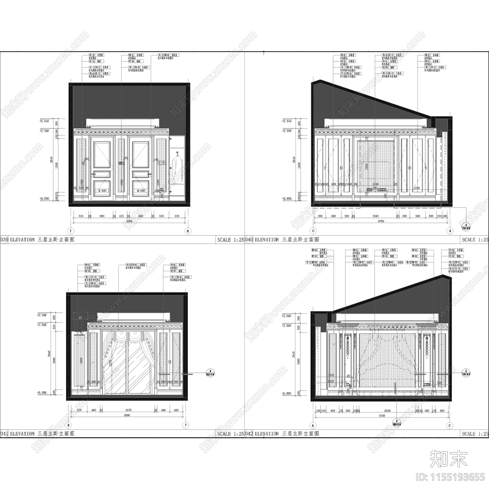 美式西美金山湖小镇乡村风三层联排别墅室内家装cad施工图下载【ID:1155193655】