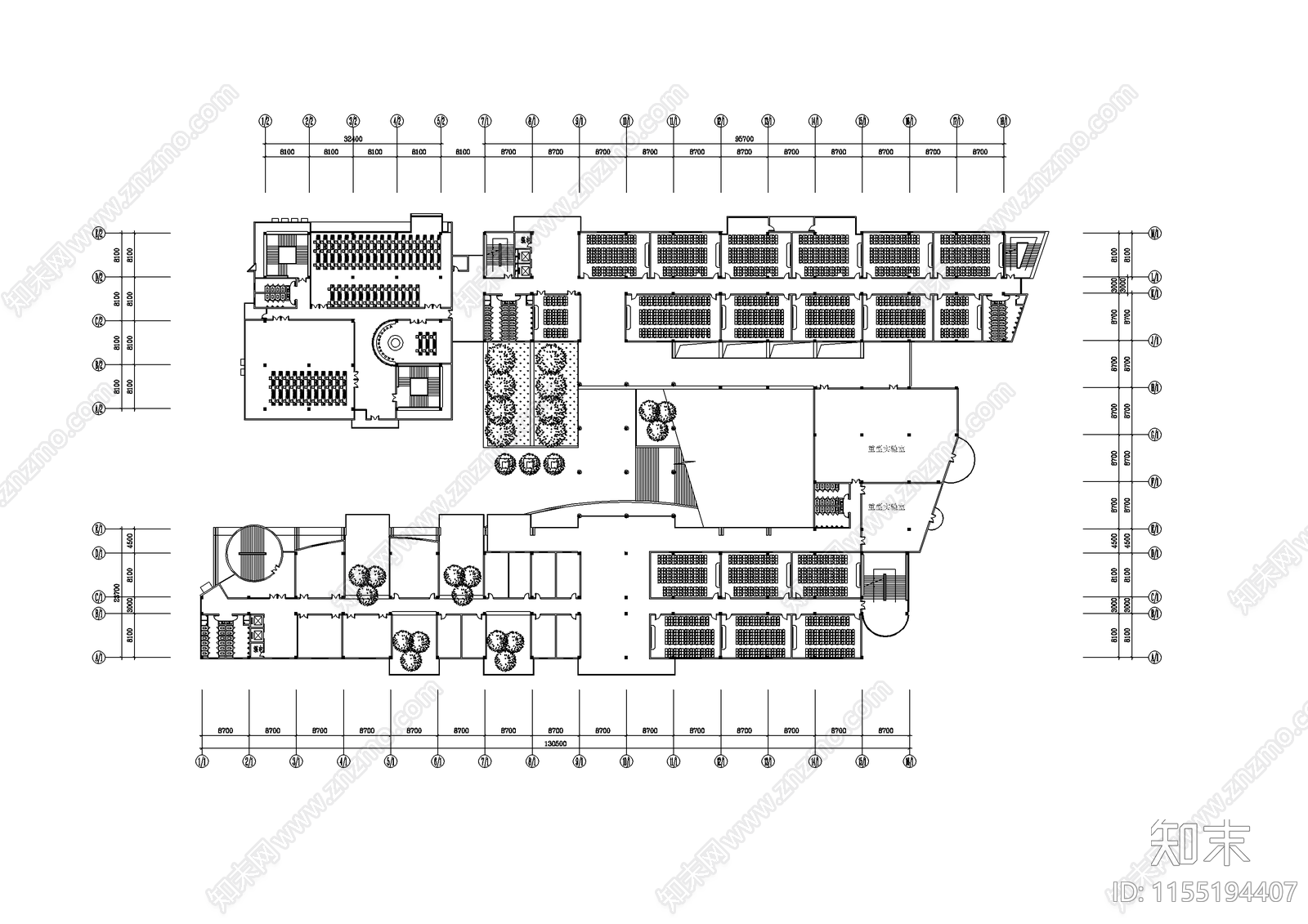某大学教学楼cad施工图下载【ID:1155194407】