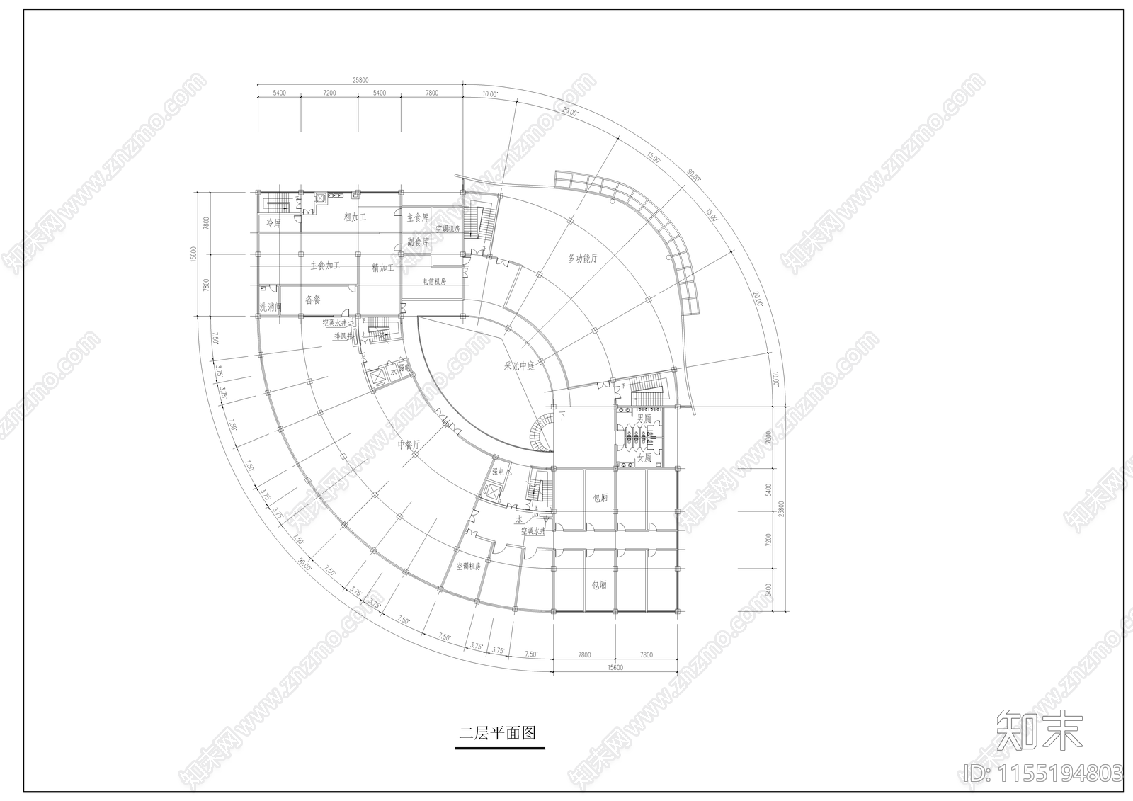 某大学星级会馆建筑cad施工图下载【ID:1155194803】