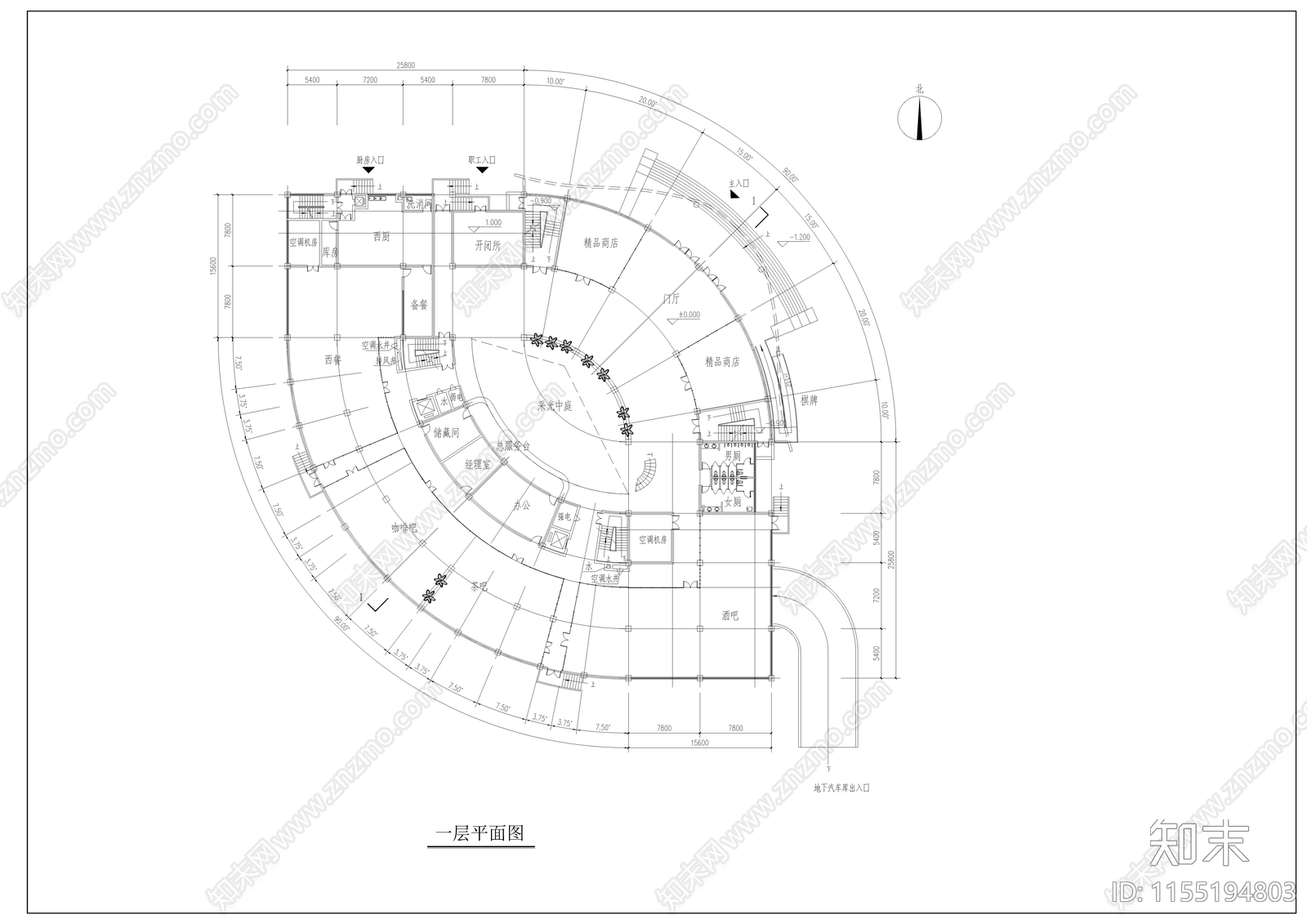 某大学星级会馆建筑cad施工图下载【ID:1155194803】