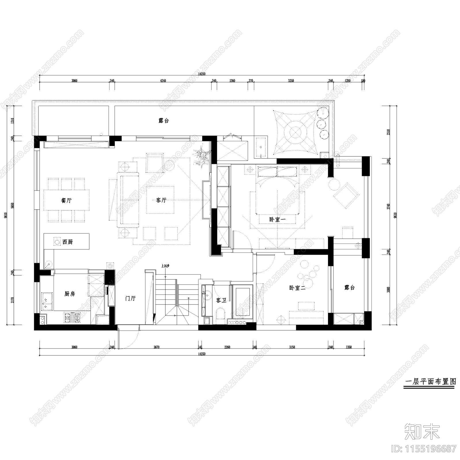 现代杭州新湖果岭复式挑空室内家装cad施工图下载【ID:1155196687】