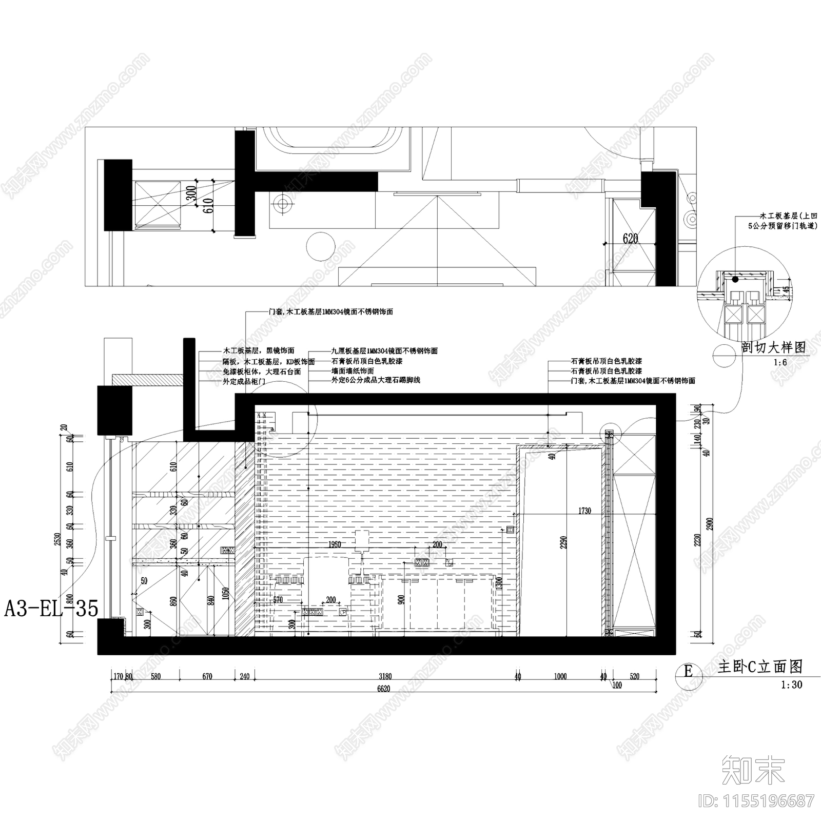 现代杭州新湖果岭复式挑空室内家装cad施工图下载【ID:1155196687】