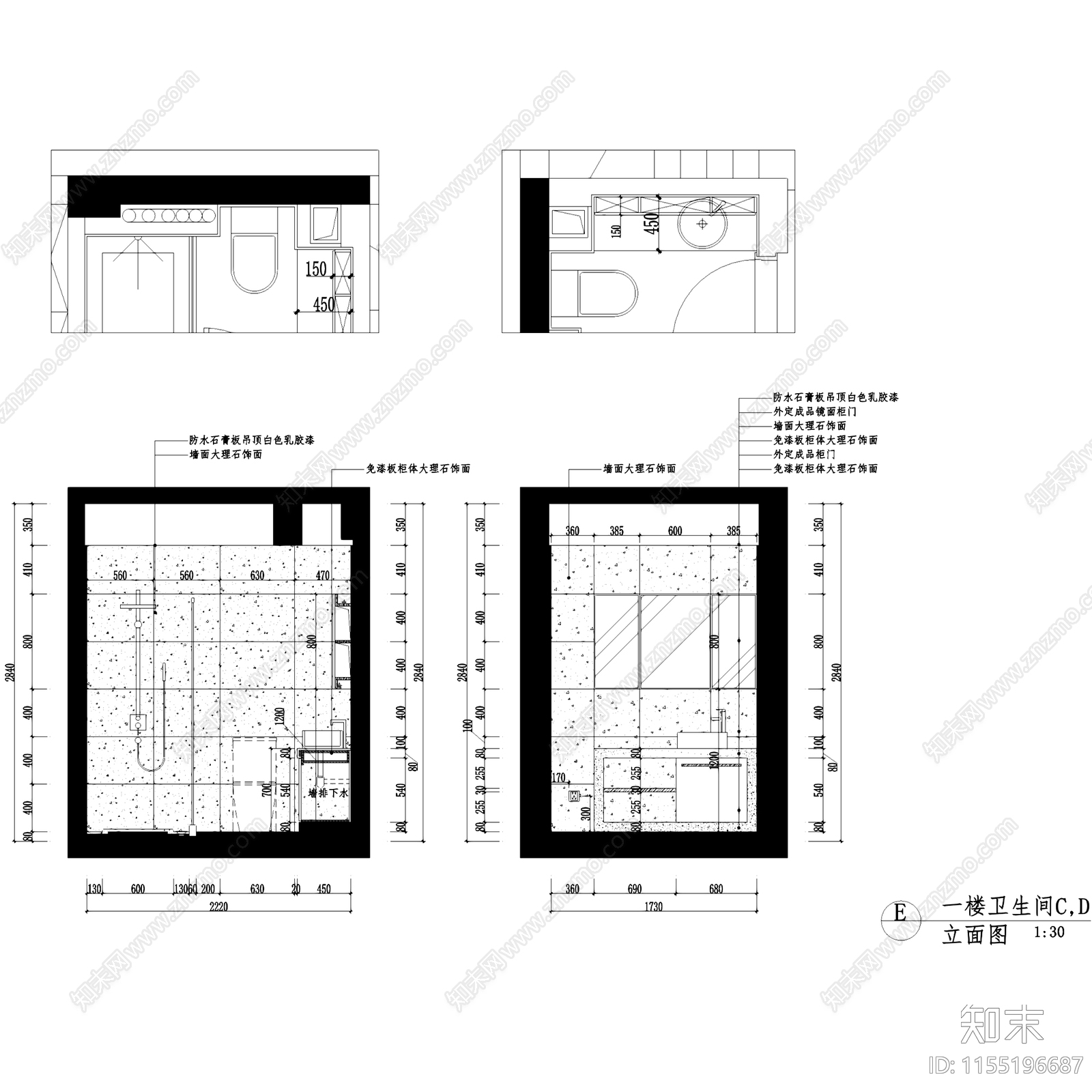 现代杭州新湖果岭复式挑空室内家装cad施工图下载【ID:1155196687】