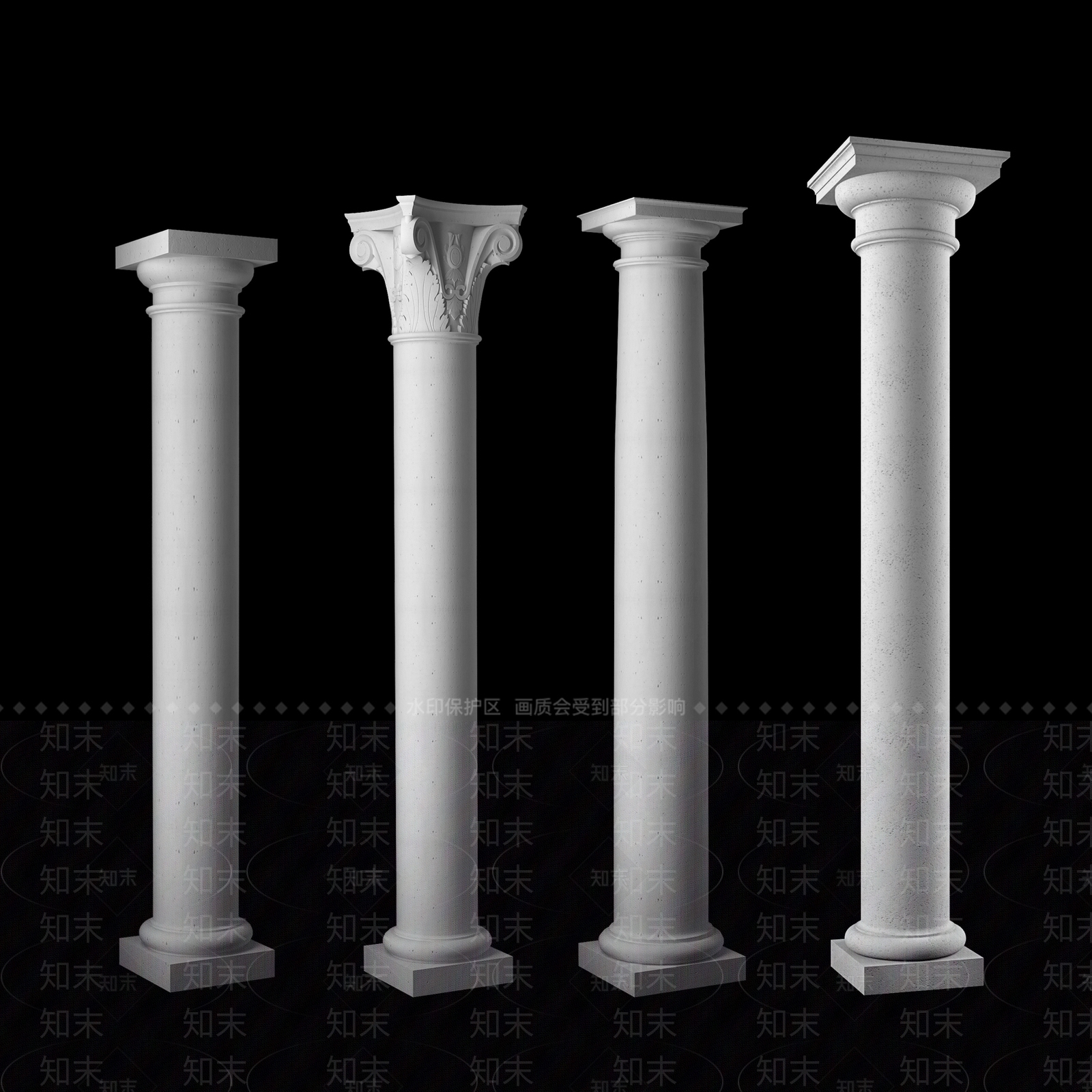 欧式古典罗马柱3D模型下载【ID:1155197477】