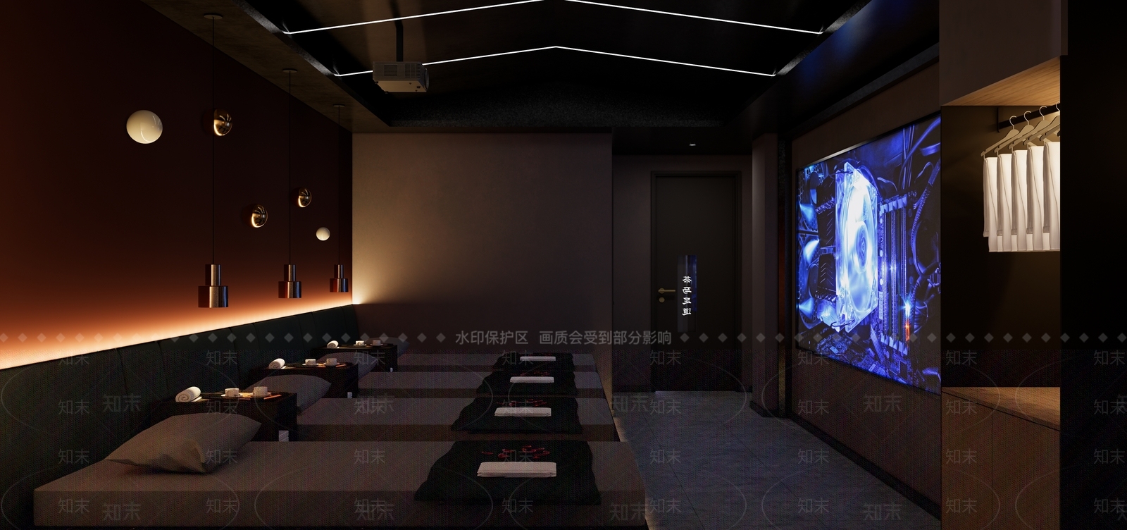 现代暗黑风足浴店SU模型下载【ID:1155209102】