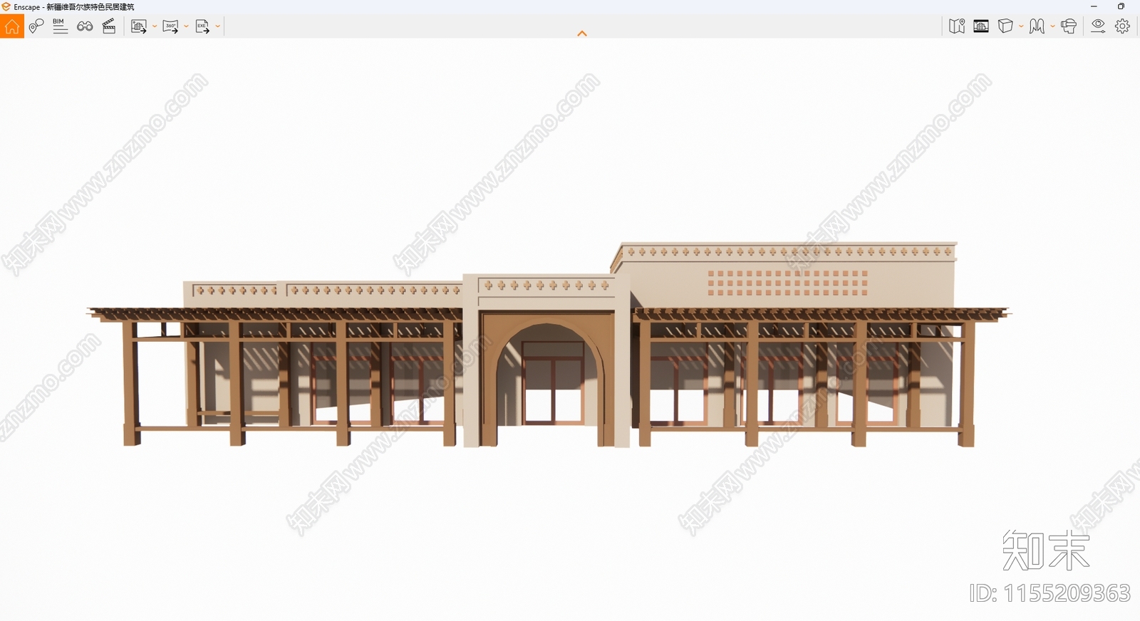 现代新疆维吾尔族特色民居建筑SU模型下载【ID:1155209363】