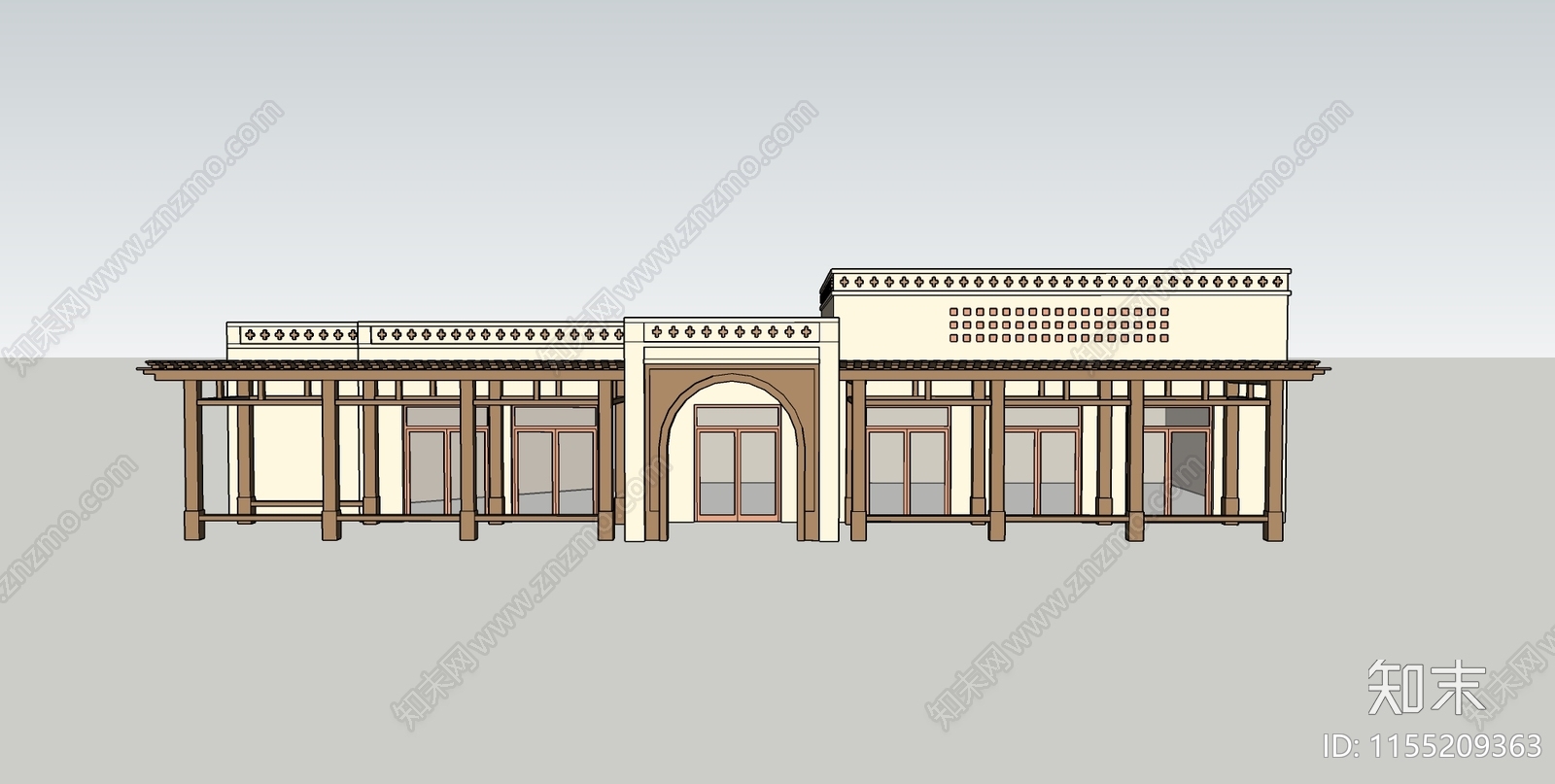 现代新疆维吾尔族特色民居建筑SU模型下载【ID:1155209363】