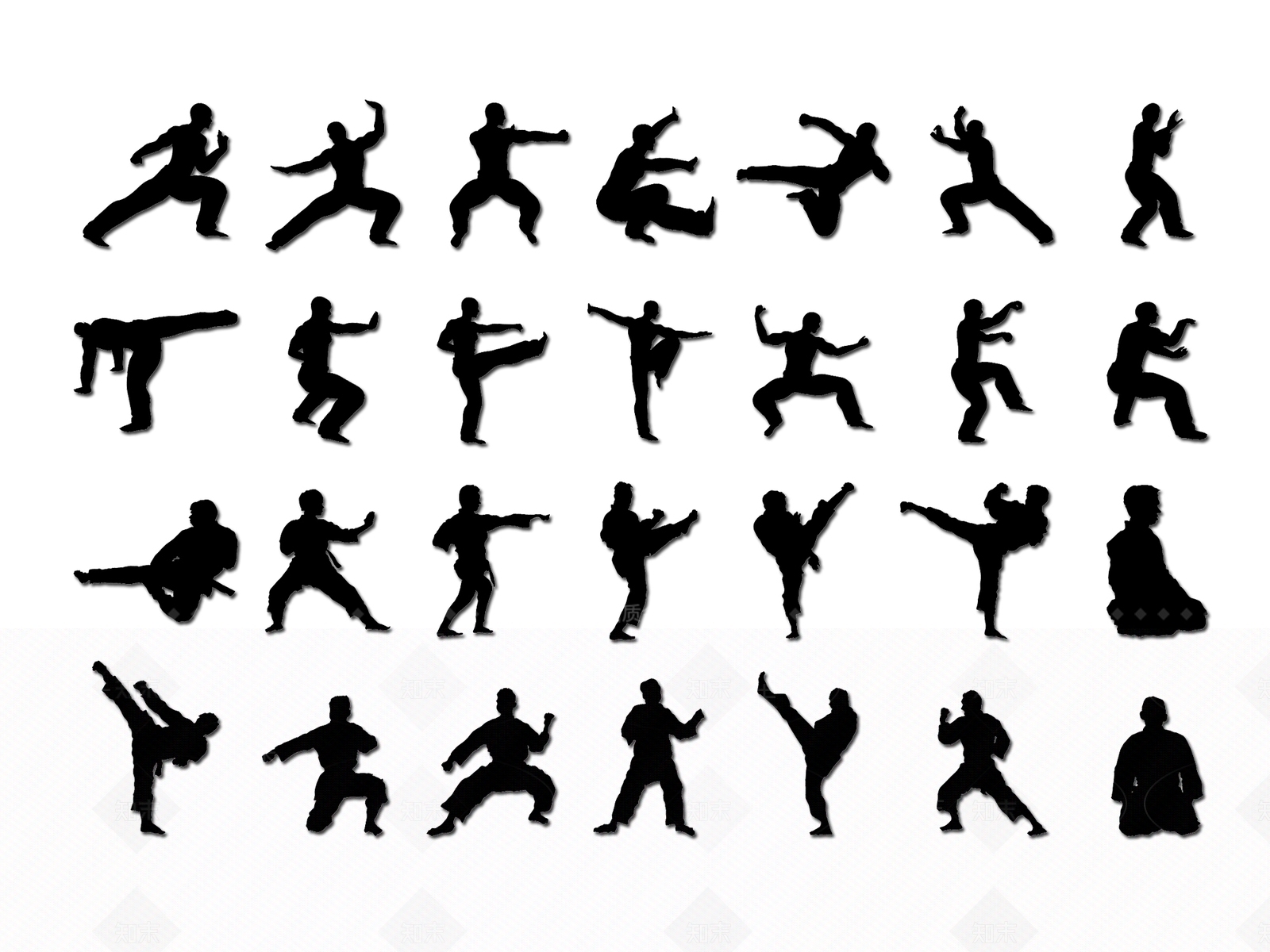 现代武术人物剪影SU模型下载【ID:1155210854】