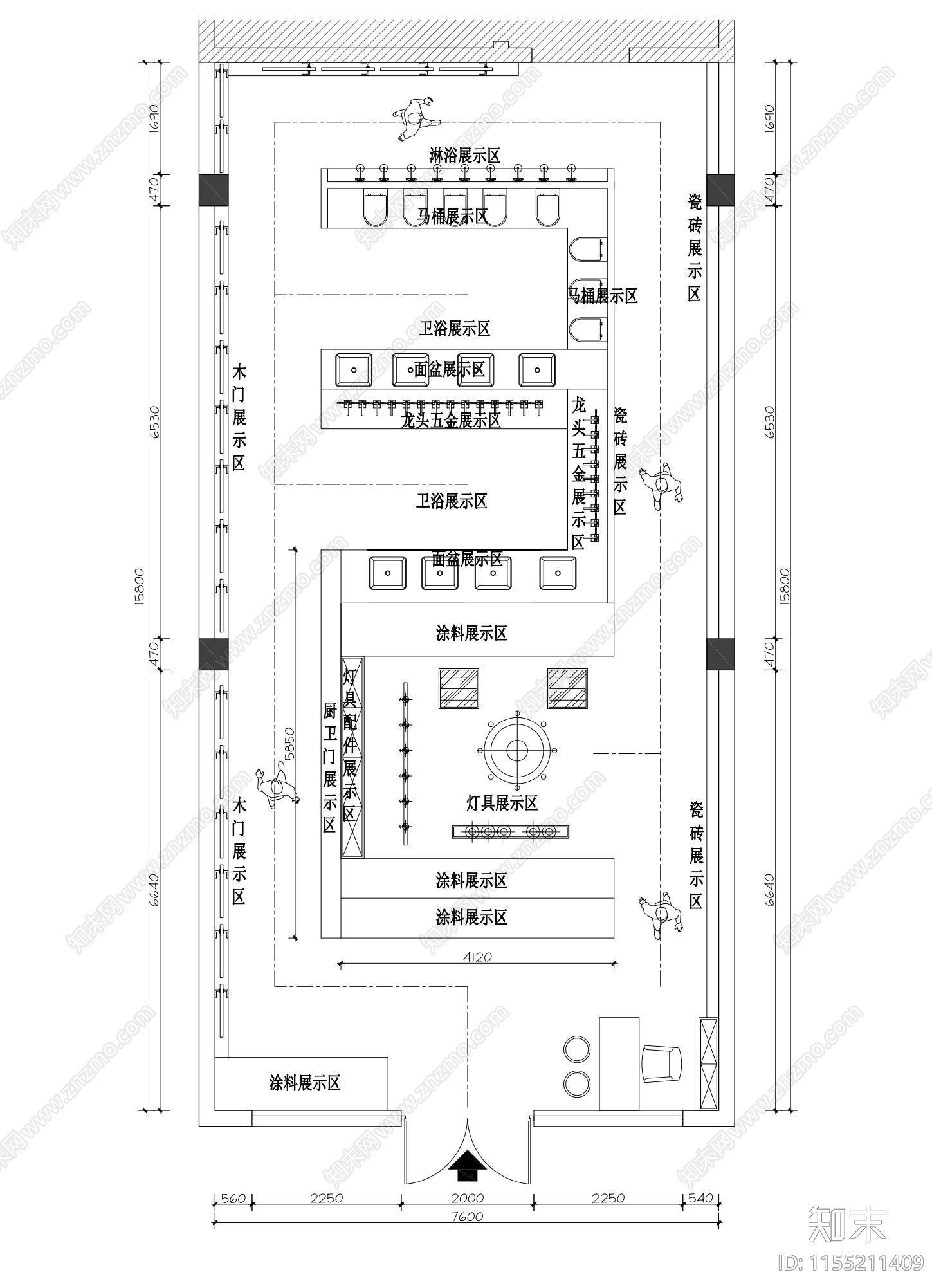 小型材料展厅平面图cad施工图下载【ID:1155211409】