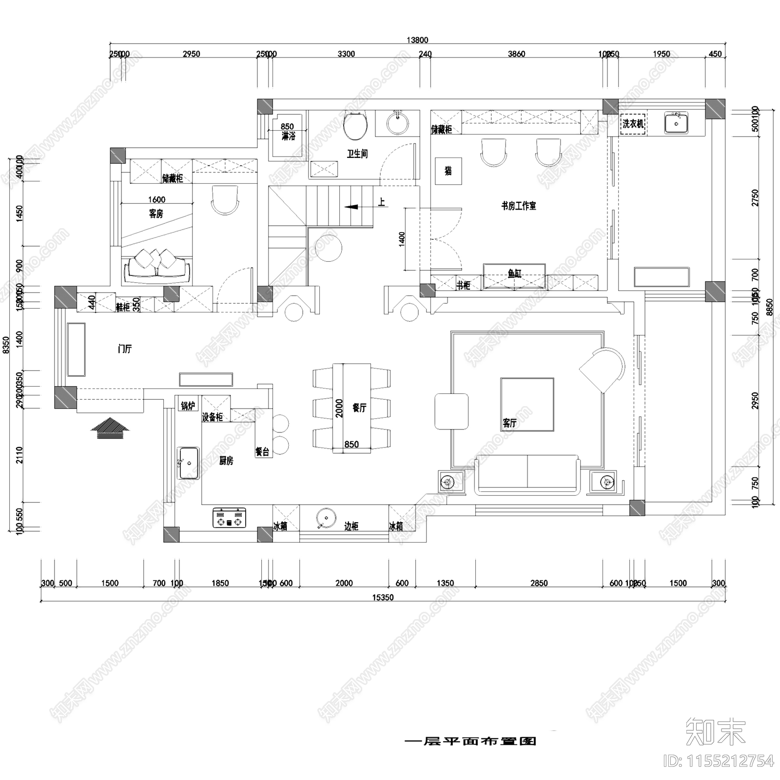 美式北欧碧桂园都市古堡二层别墅挑空室内家装cad施工图下载【ID:1155212754】