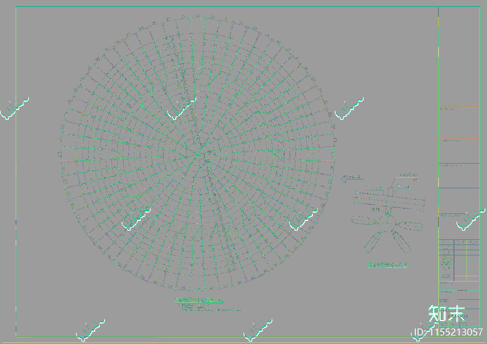 球型网架钢结cad施工图下载【ID:1155213057】