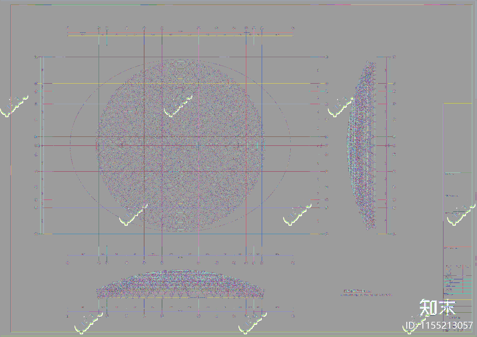 球型网架钢结cad施工图下载【ID:1155213057】