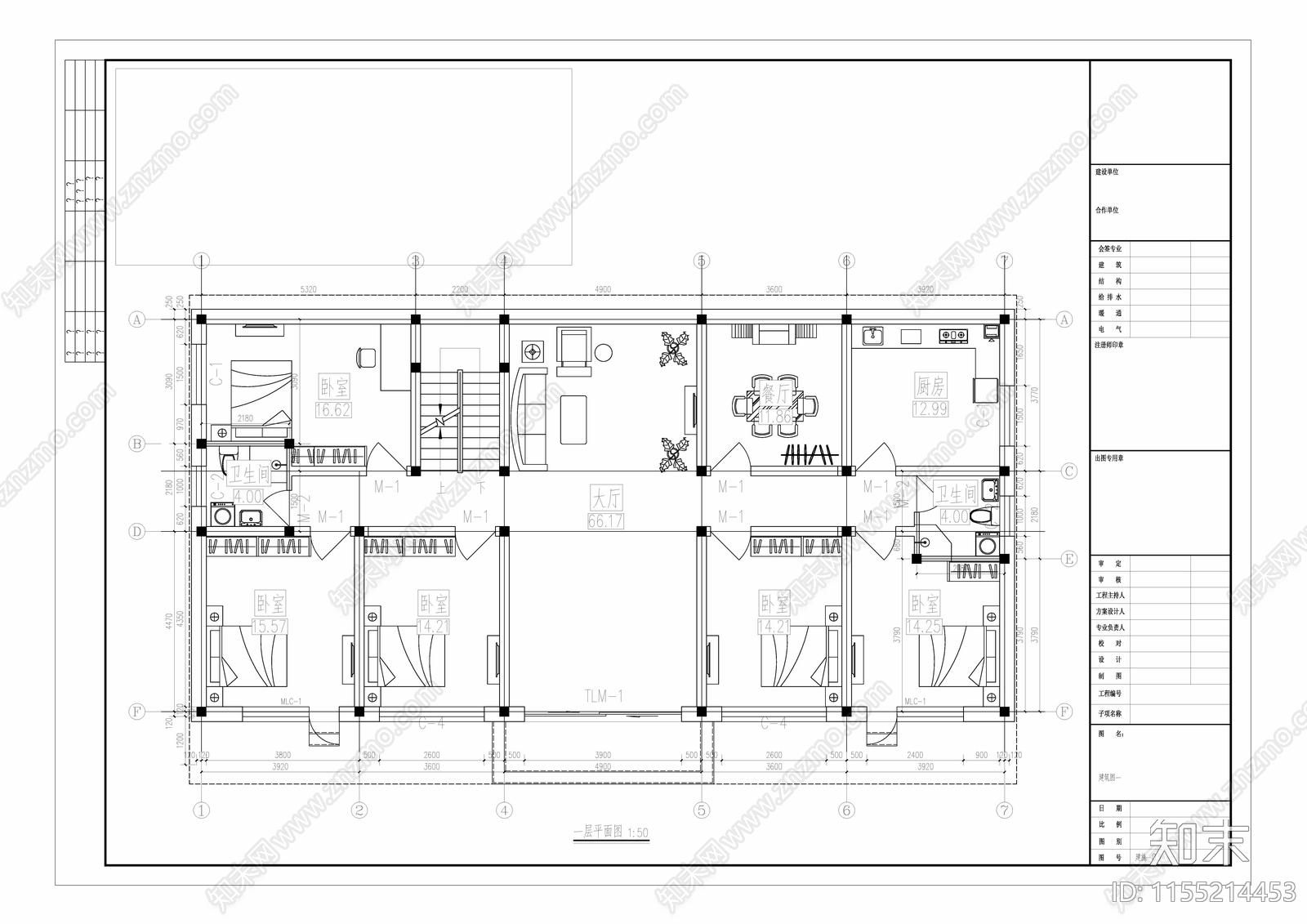 二层建筑cad施工图下载【ID:1155214453】