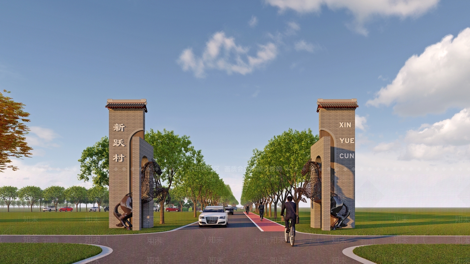 新中式美丽乡村大门标识SU模型下载【ID:1155214799】