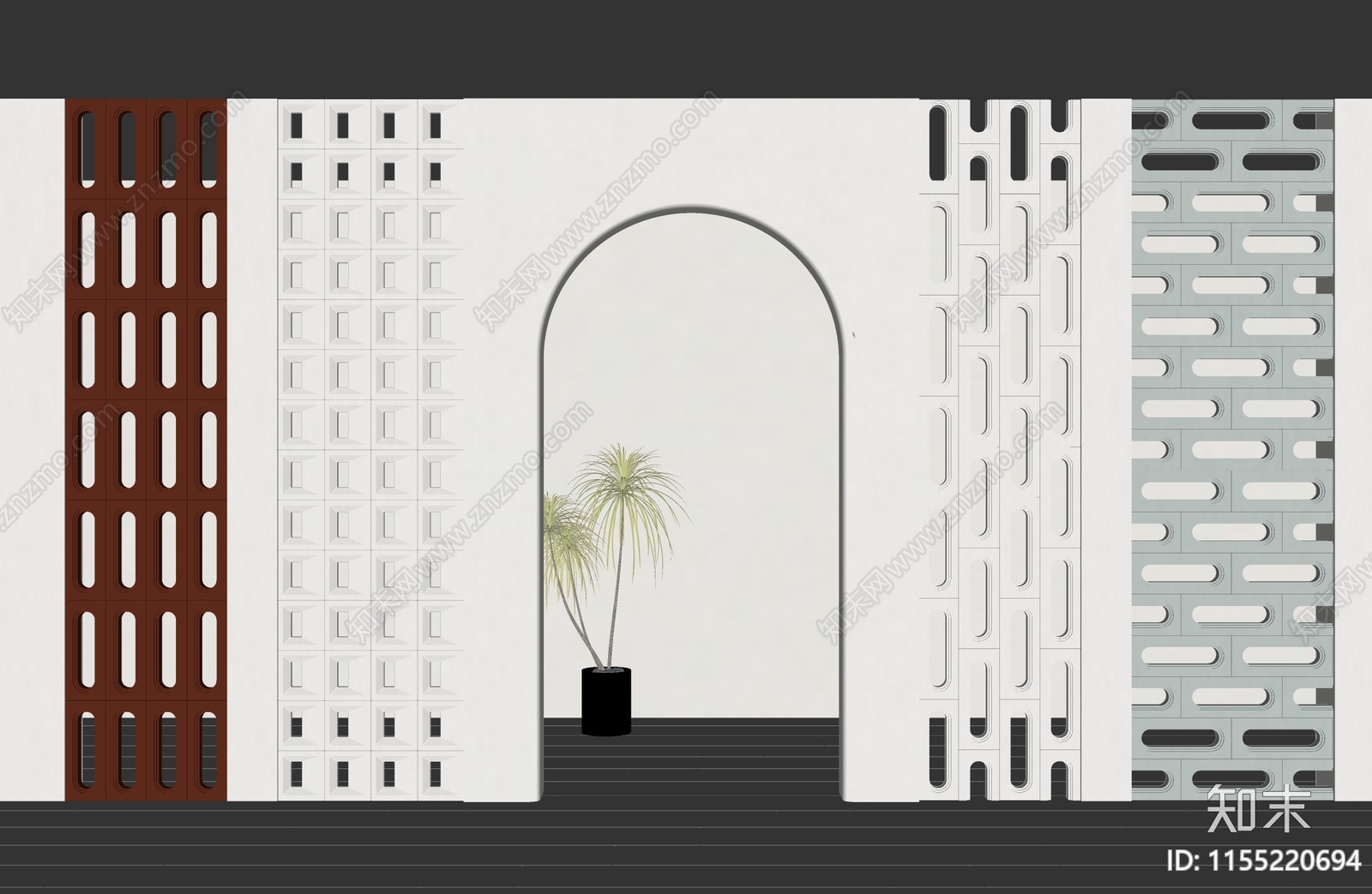 现代水泥砖构件隔断SU模型下载【ID:1155220694】