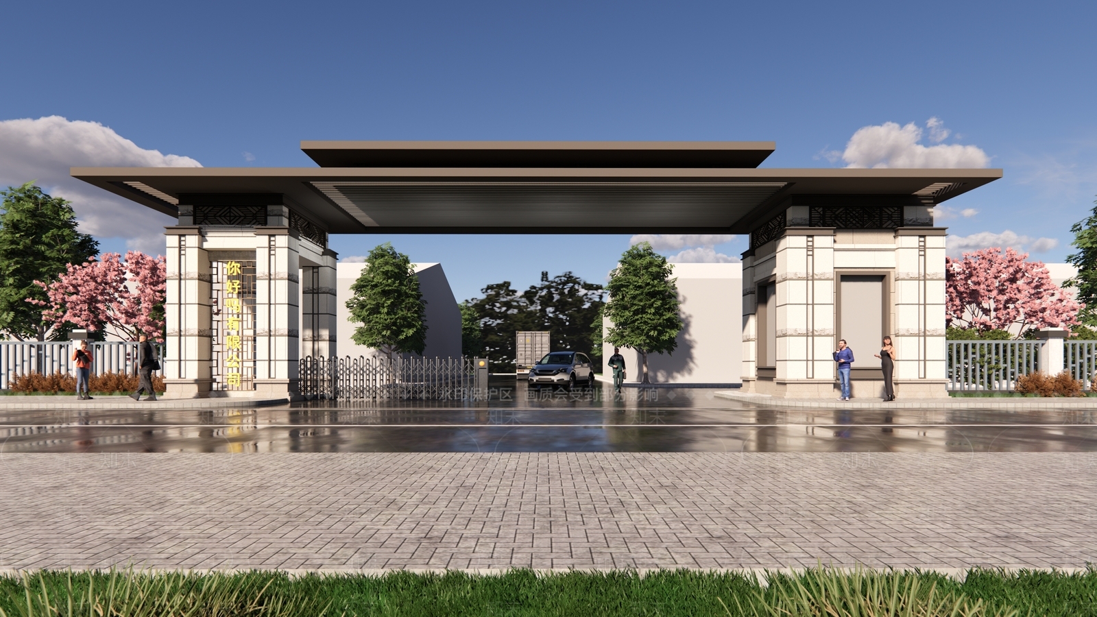 现代产业园区入口3D模型下载【ID:1155220386】