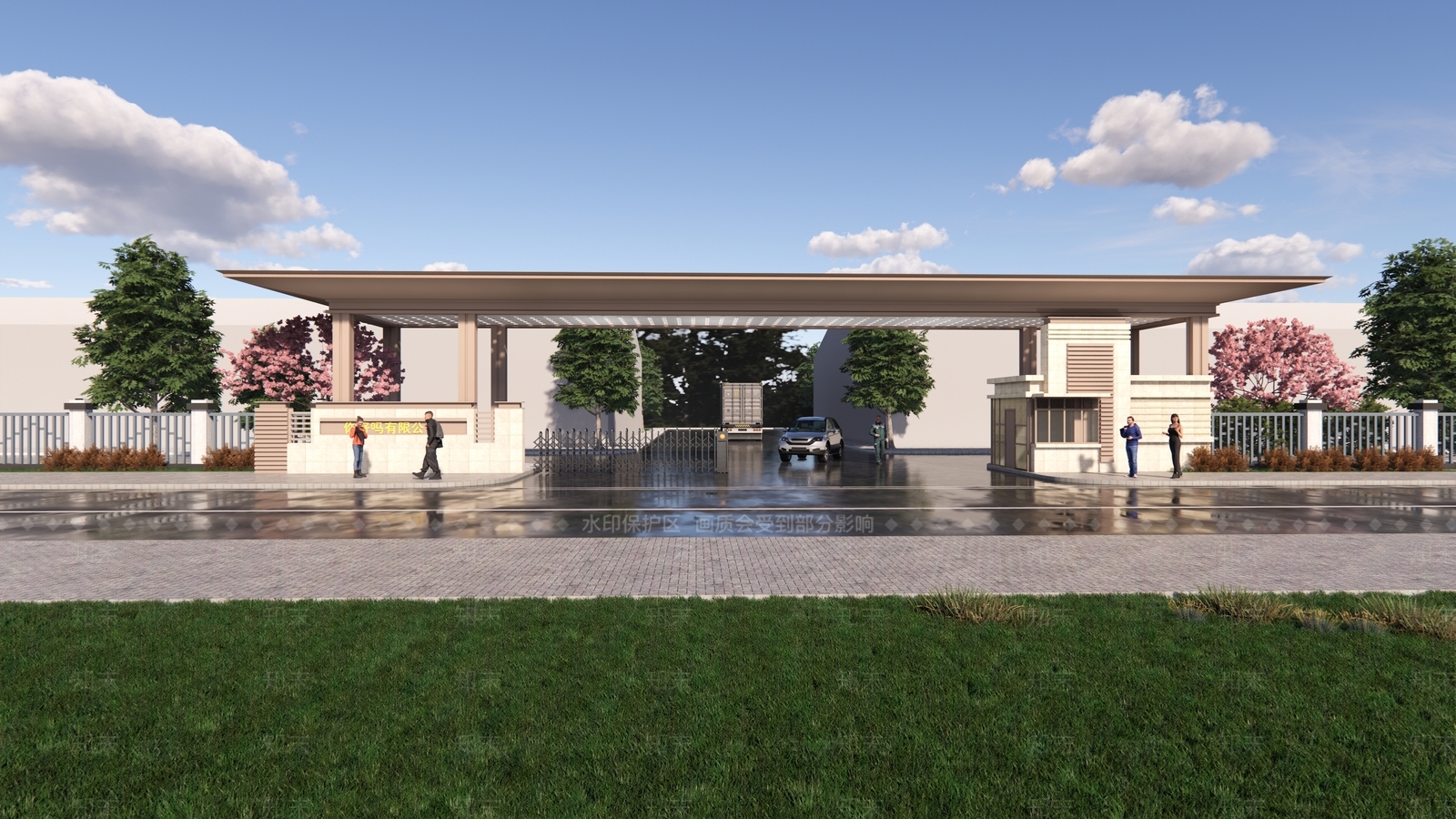 现代产业园区入口大门3D模型下载【ID:1155220729】