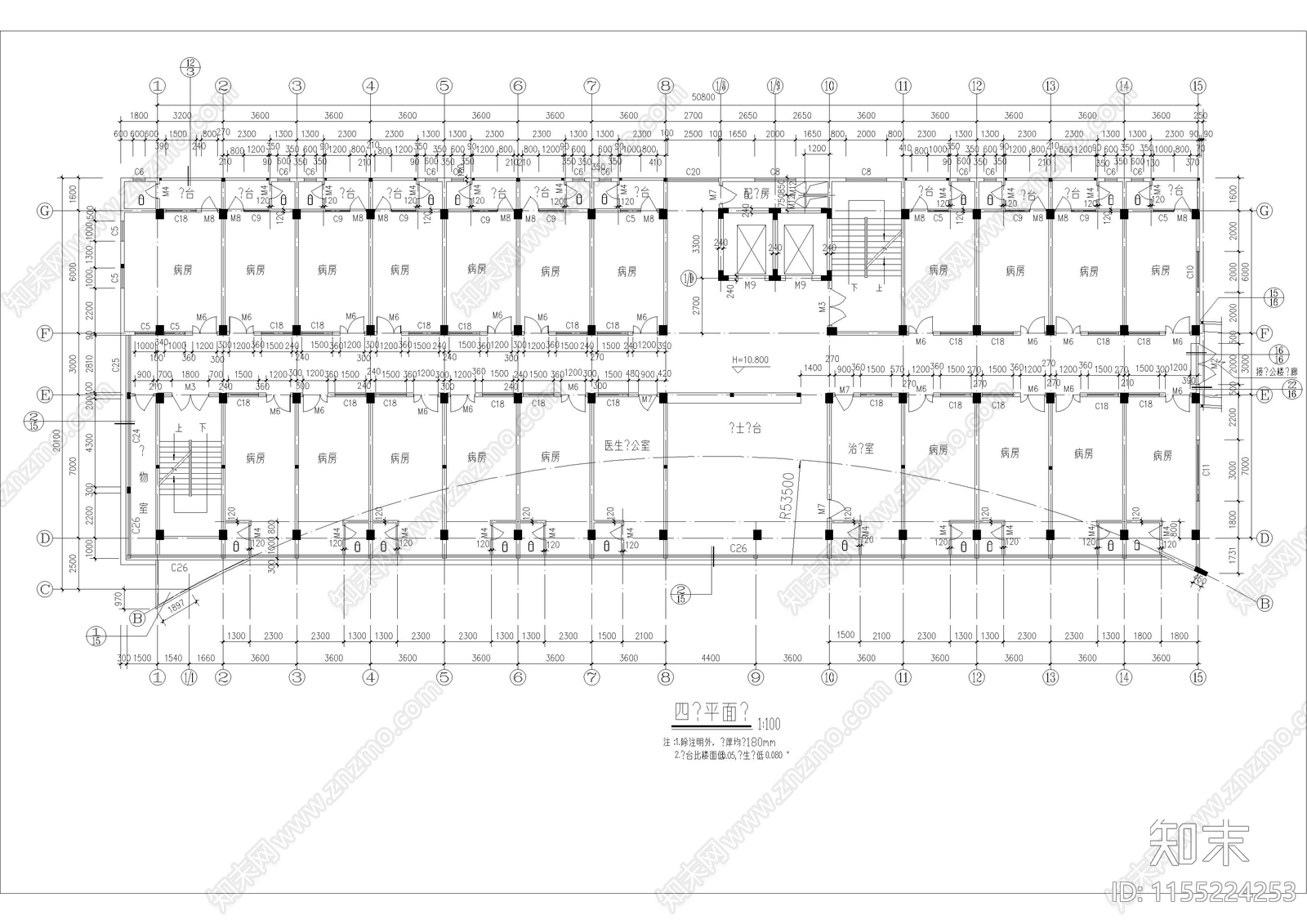 医院门诊住院楼建筑cad施工图下载【ID:1155224253】