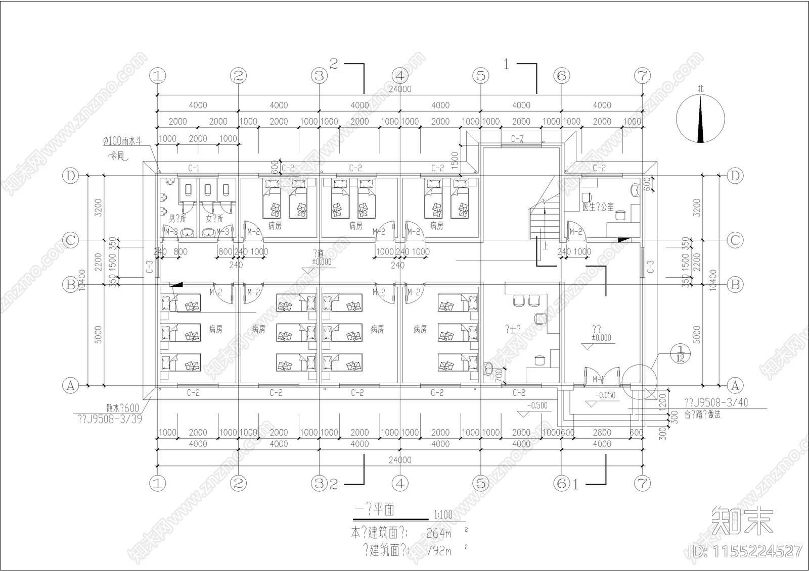 医院住院楼建筑cad施工图下载【ID:1155224527】