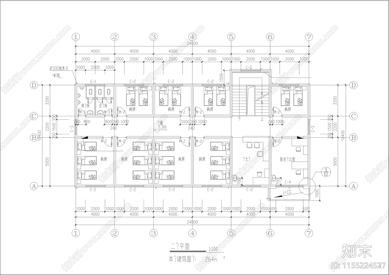 医院住院楼建筑cad施工图下载【ID:1155224527】