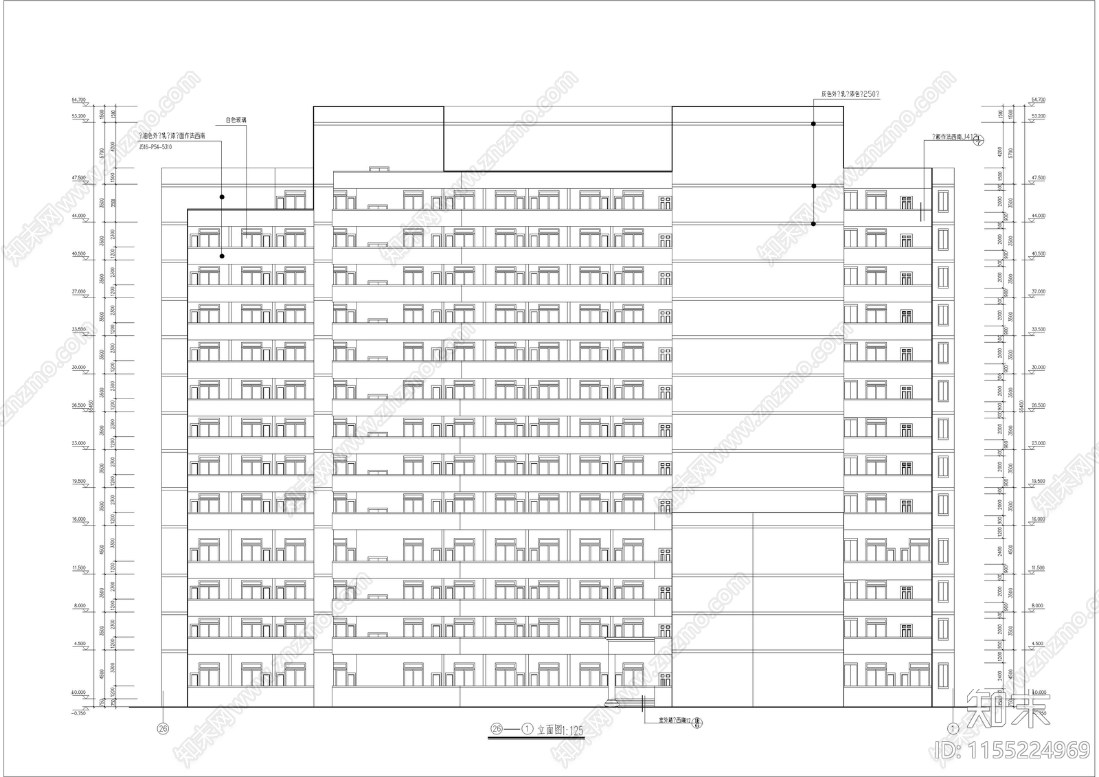 武警医院住院楼建筑cad施工图下载【ID:1155224969】