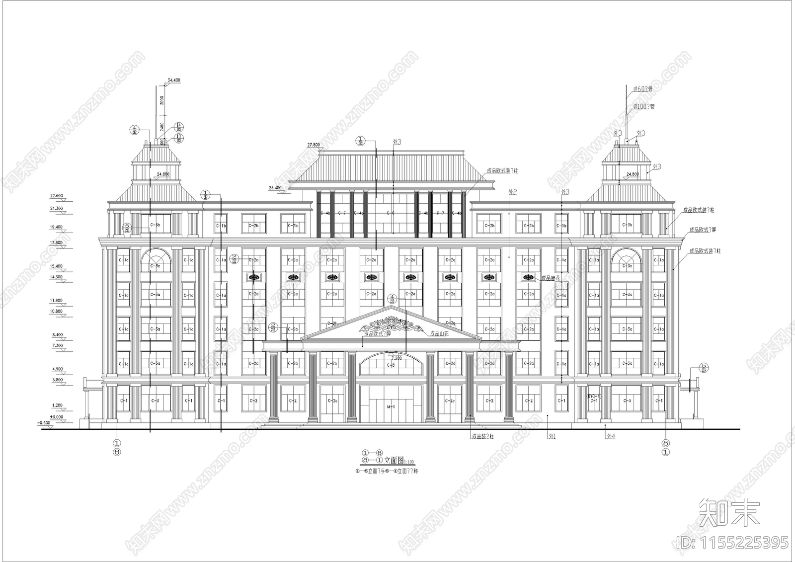 欧式医院综合楼建筑cad施工图下载【ID:1155225395】