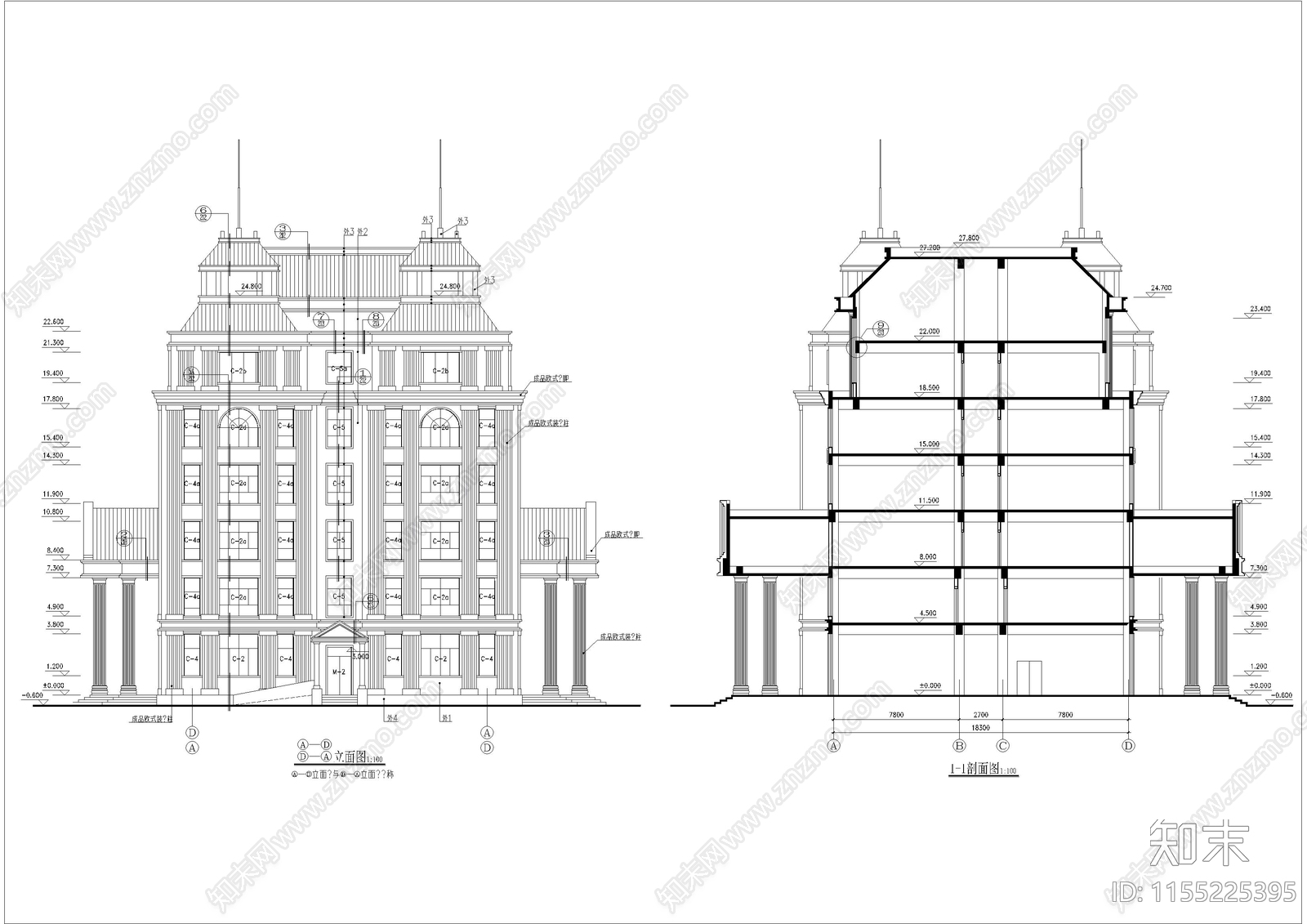 欧式医院综合楼建筑cad施工图下载【ID:1155225395】