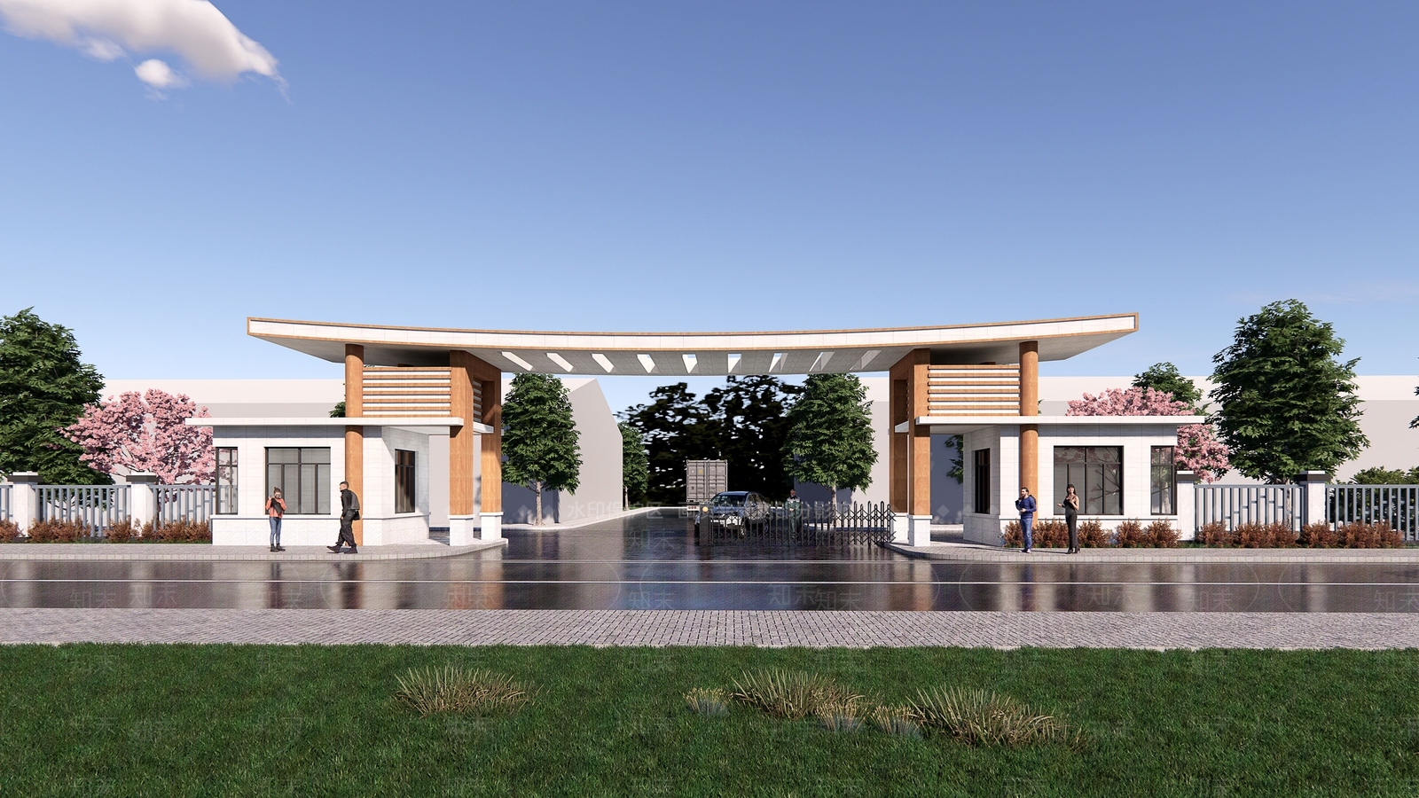 现代产业园区入口3D模型下载【ID:1155225458】