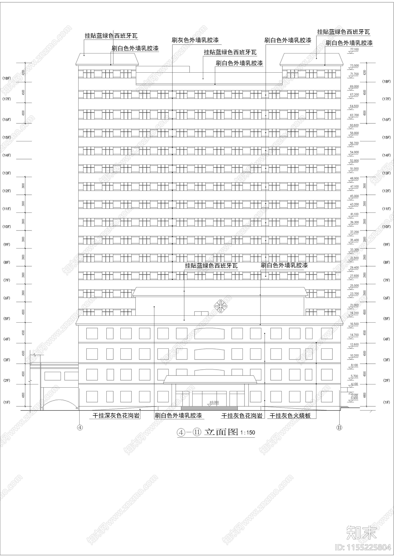 中医院建筑cad施工图下载【ID:1155225804】