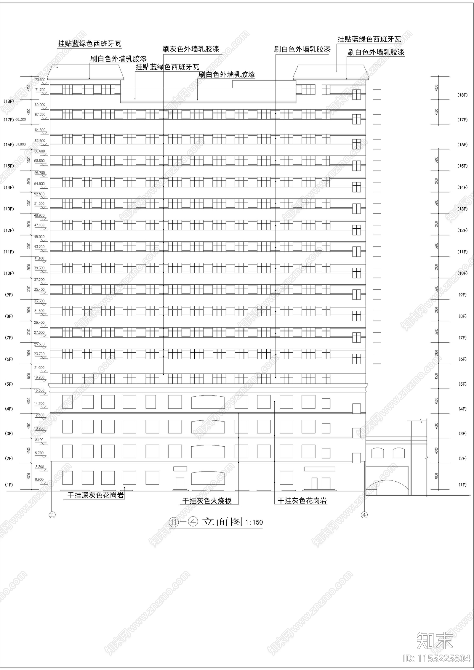 中医院建筑cad施工图下载【ID:1155225804】